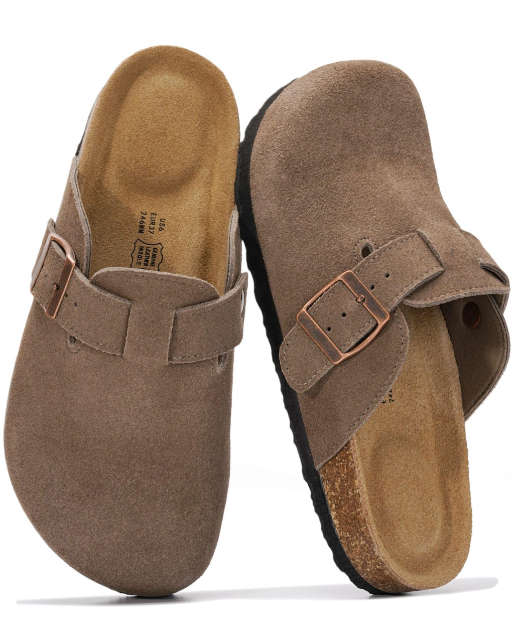 100% Genuine Leather Slip-on Footbed Clogs for Women - Fall Shoes for Women
