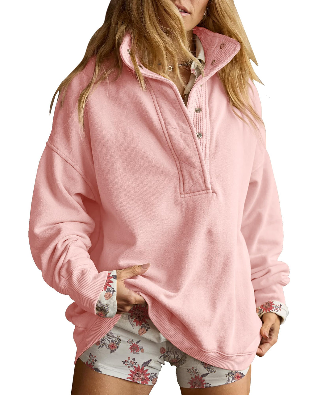 Gacaky Sweatshirt for Women Oversized Henley Neck Pullover Top Fall Outfits