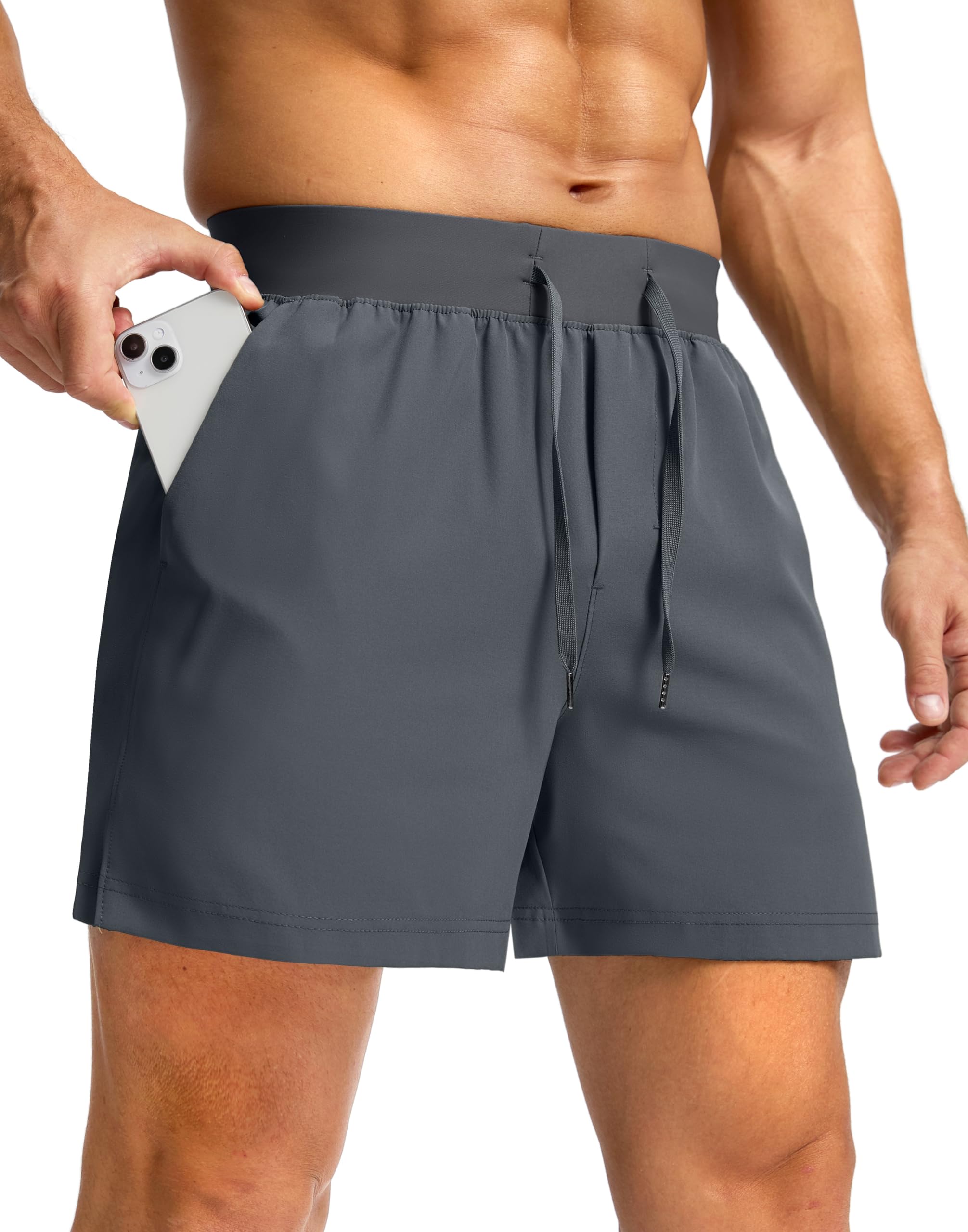 Soothfeel Men's Running Shorts with Zipper Pockets 9"/ 7"/ 5" Quick Dry Eight Basketball Gym Workout Athletic Shorts