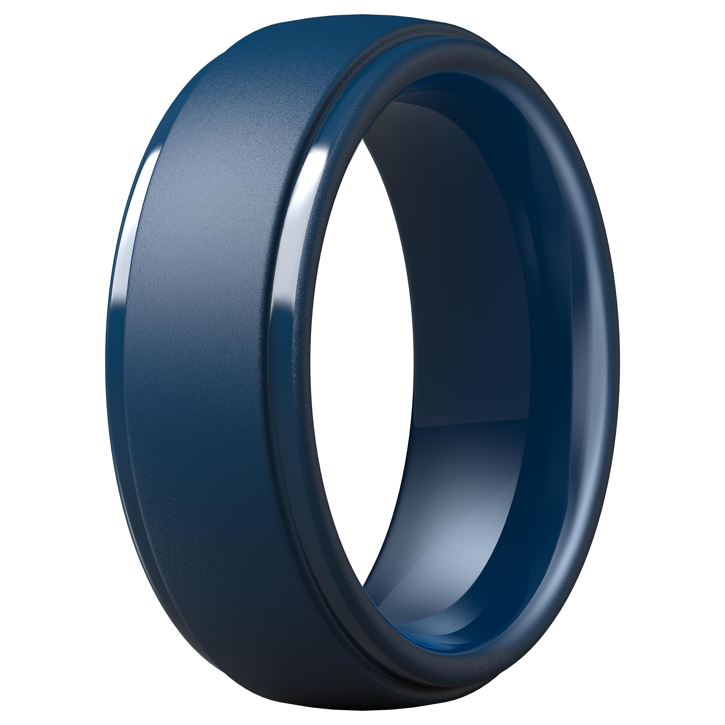 ThunderFit Silicone Rings for Men, Step Edge Rubber Wedding Bands 10mm Wide