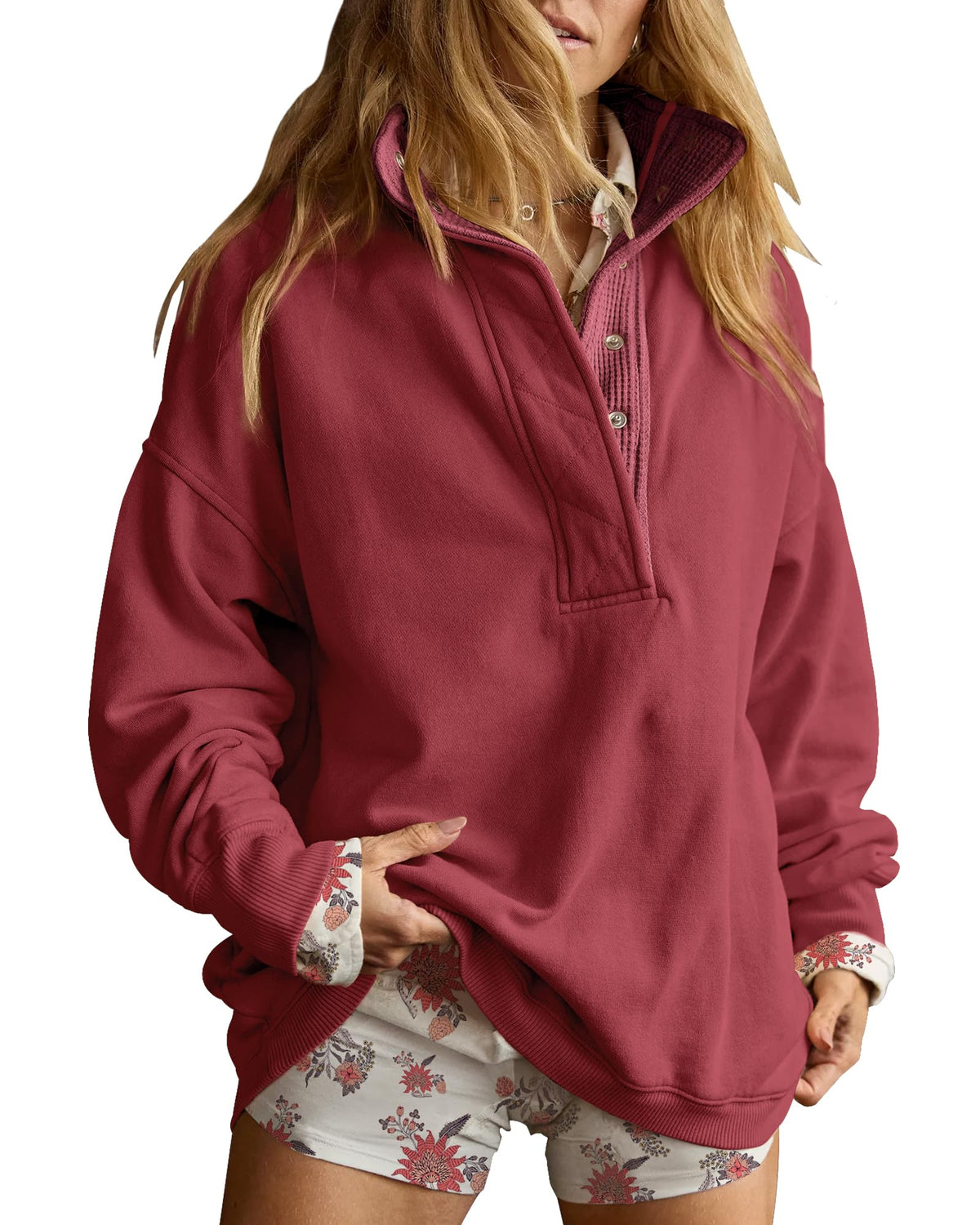 Gacaky Sweatshirt for Women Oversized Henley Neck Pullover Top Fall Outfits