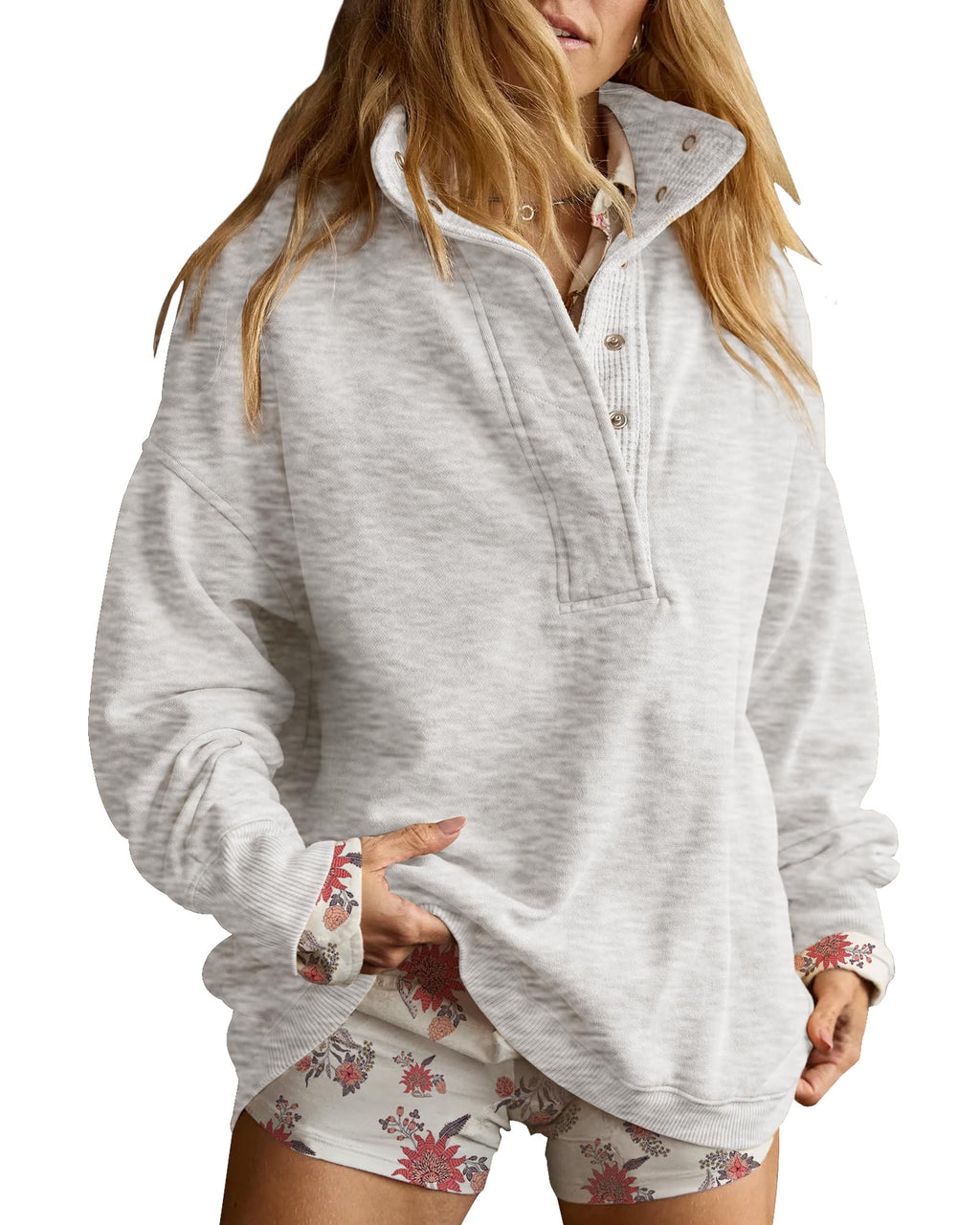 Gacaky Sweatshirt for Women Oversized Henley Neck Pullover Top Fall Outfits