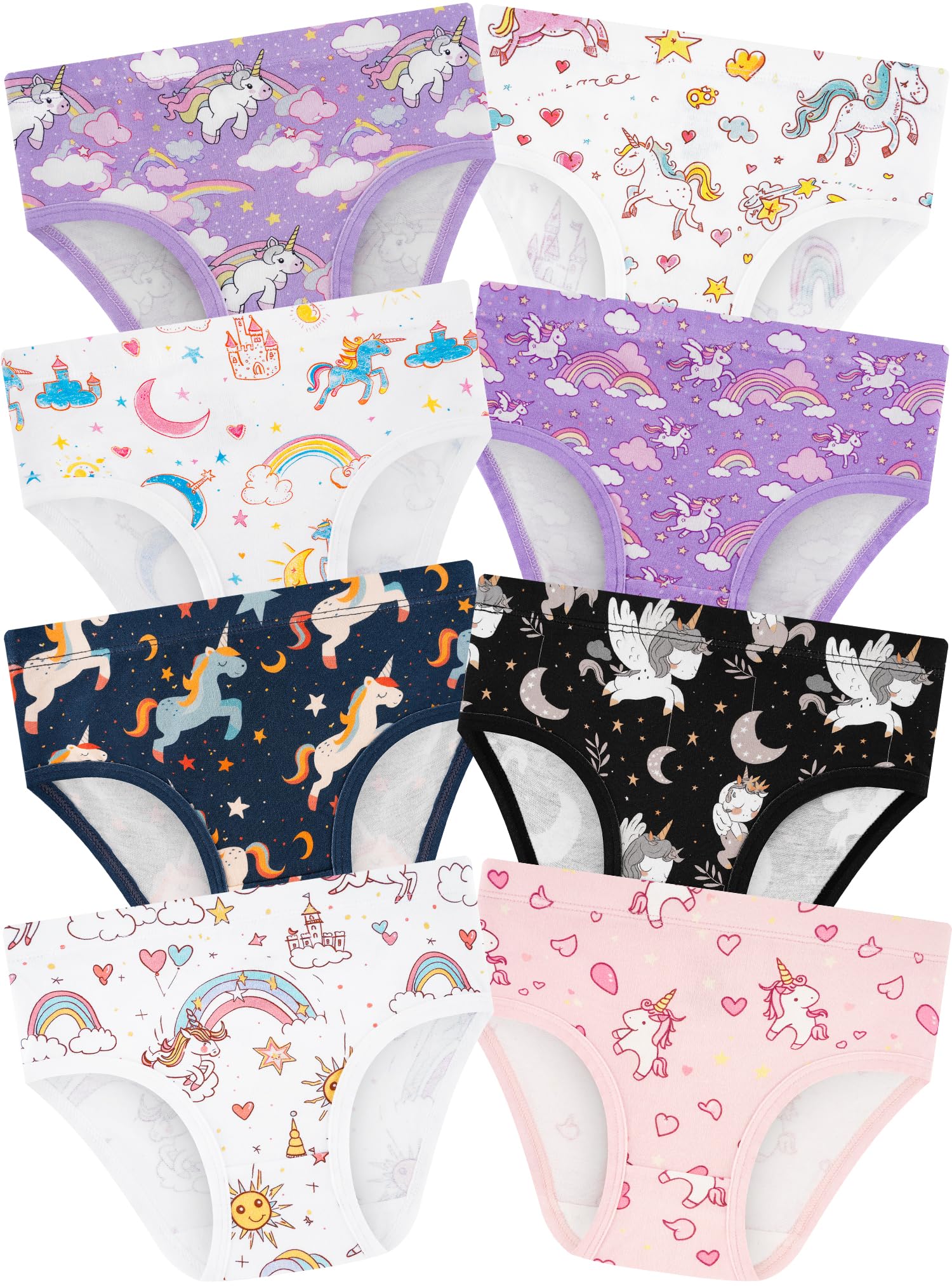 Girls Underwear, Soft Cotton Tagless Breathable Panties, 8-Pack, 18M-12Y