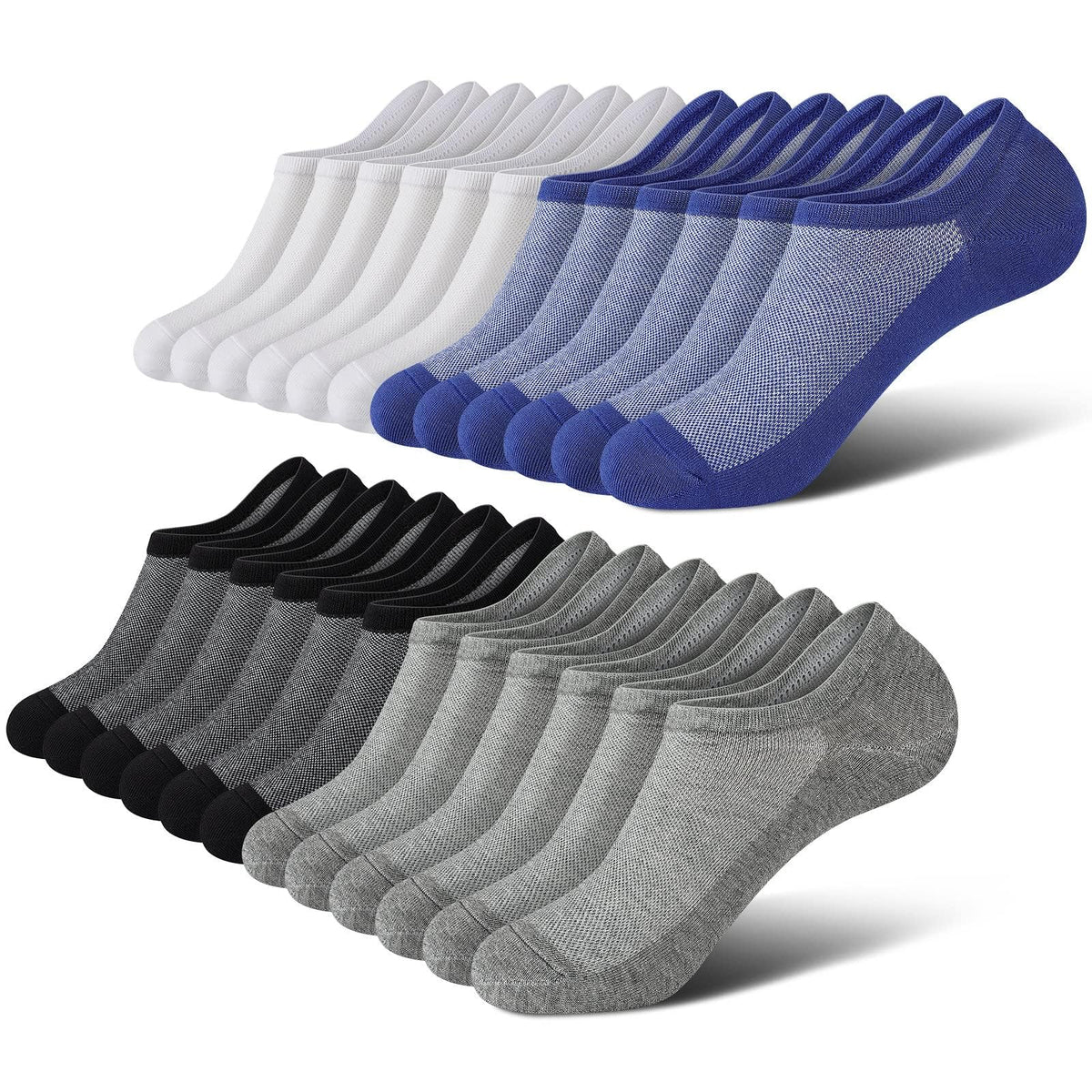 wernies No Show Socks Men, Low Cut Ankle Short Casual Non Slip Socks