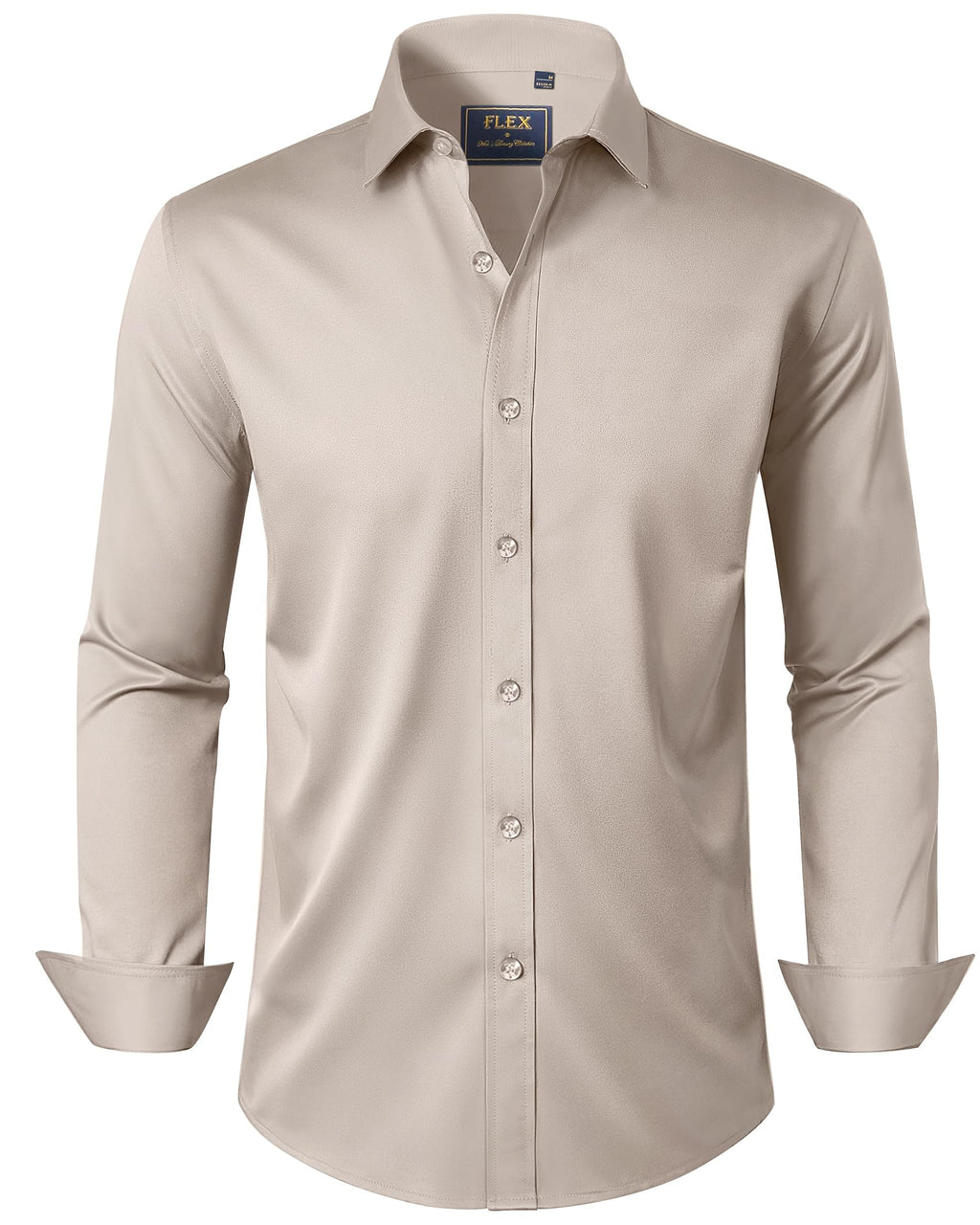 J.VER Men's Dress Shirts Solid Long Sleeve Stretch Wrinkle-Free Formal Shirt Business Casual Button Down Shirts