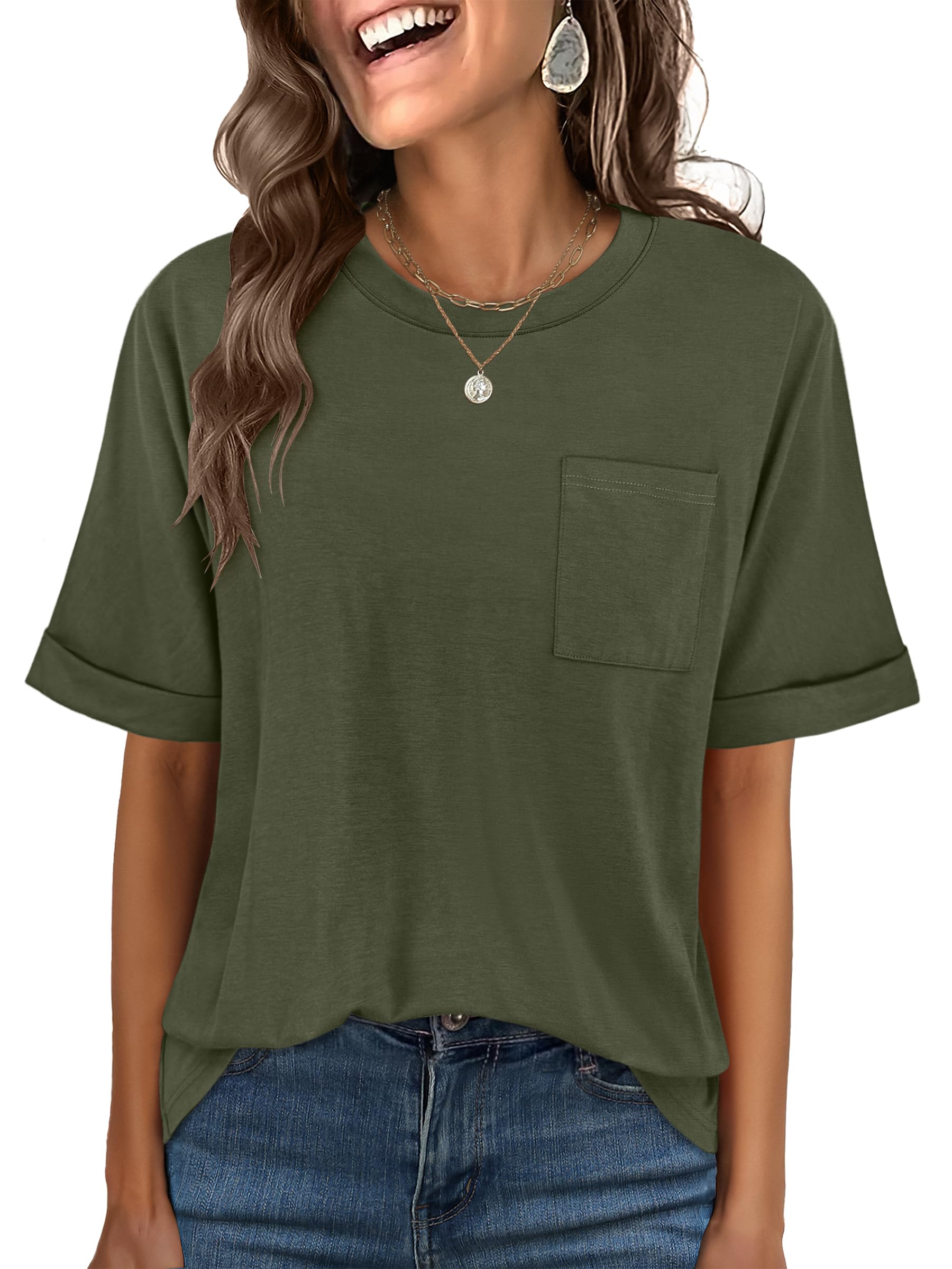 ANRABESS Womens Tops Short Sleeve Oversized T Shirts