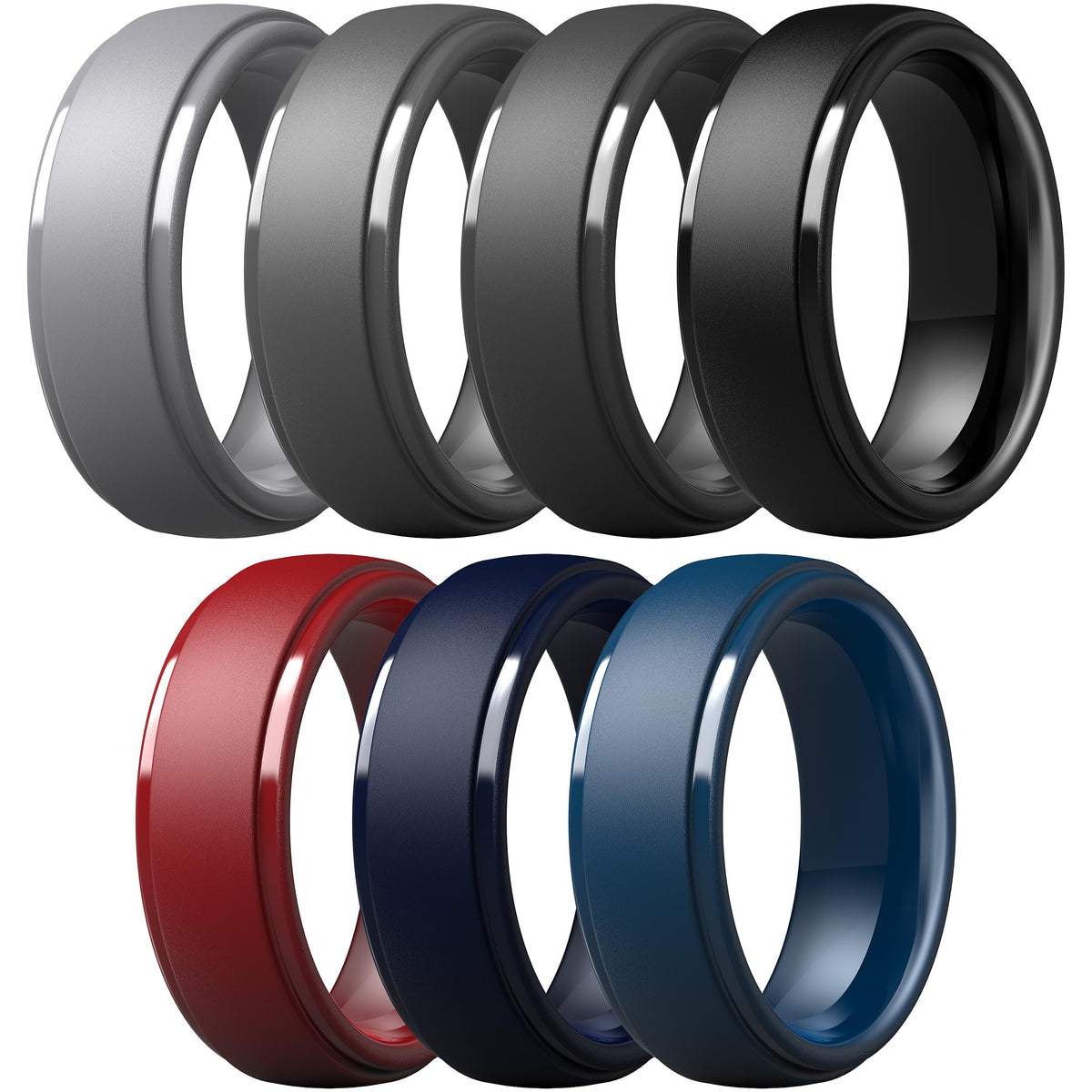ThunderFit Silicone Rings for Men, Step Edge Rubber Wedding Bands 10mm Wide