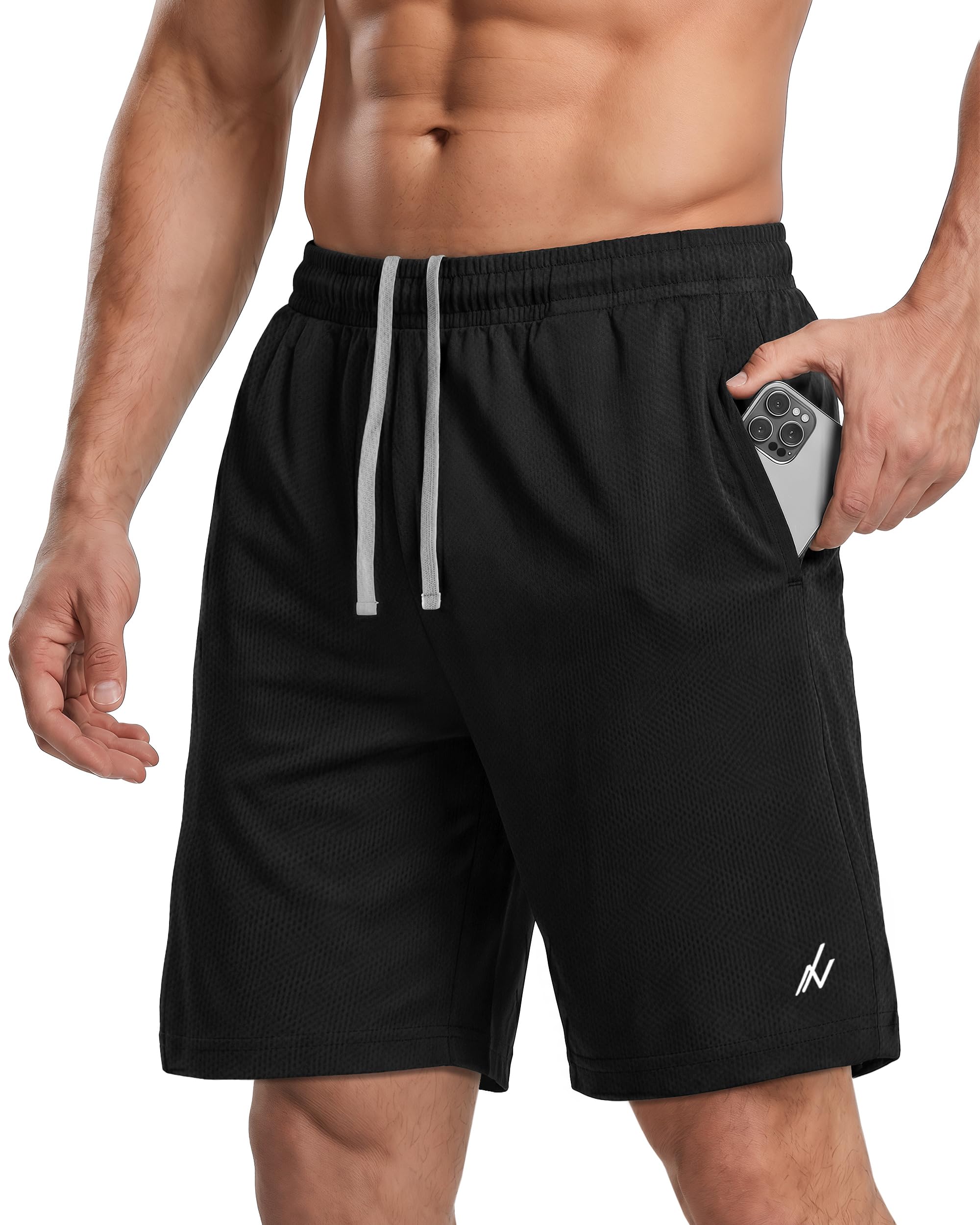Breathable Mesh Mens Athletic Shorts Loose-Fit Quick Dry Running Gym Shorts