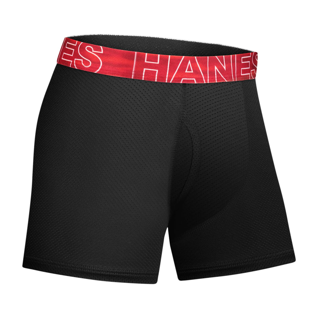 Hanes Boys' Moves Performance Underwear Boxer Brief, 6-pack, All Over Mesh Moisture Wicking Boxer Briefs