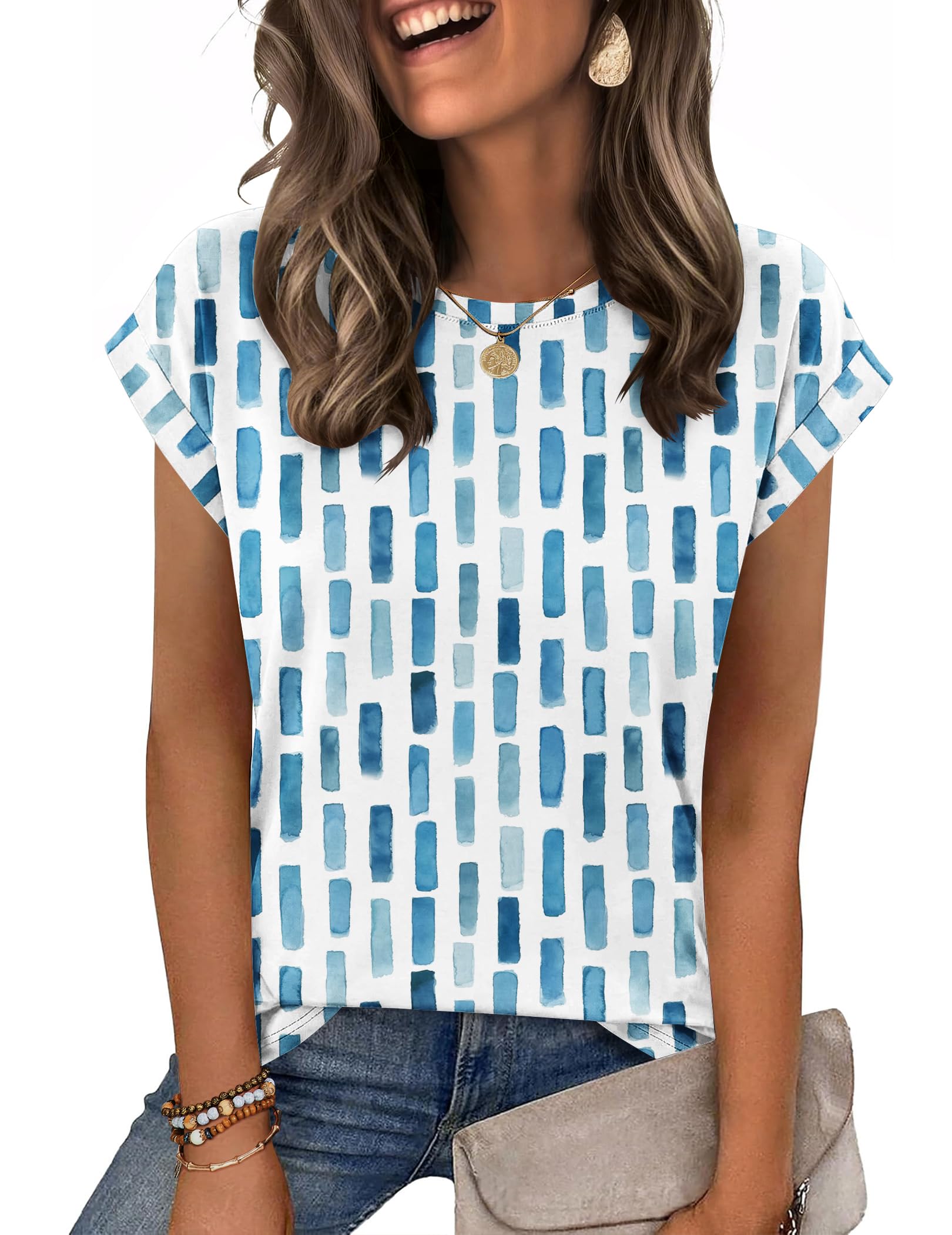 Zeagoo Womens Tops Summer Casual Cap Sleeve Tshirts Shirts Business Blouses