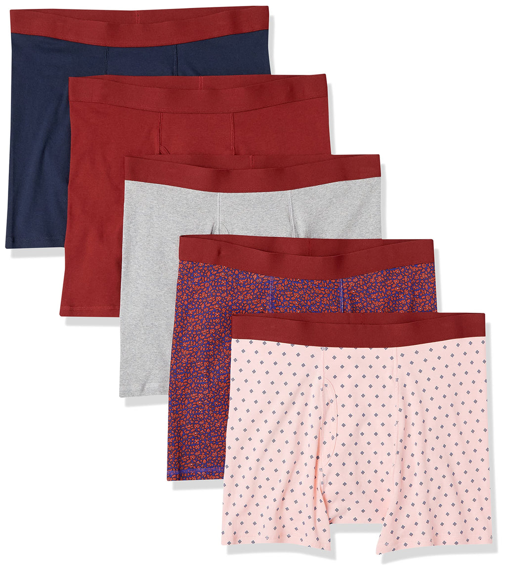 Amazon Essentials Men's Breathable Cotton Boxer Briefs, Tag-Free, Pack of 5