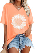 Oversized Tshirts for Women Graphic V Neck Short Sleeve Summer Casual Tops