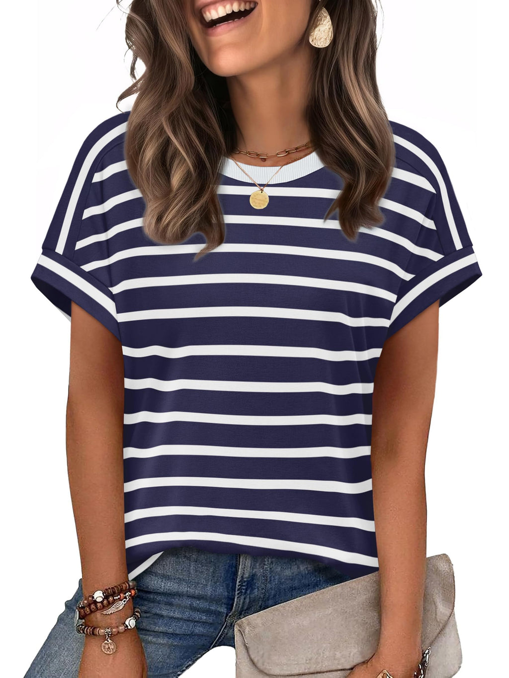 WIHOLL Womens Tops Short Sleeve Shirts Summer Outfits 2026 Spring Dressy Casual Clothes Clothing