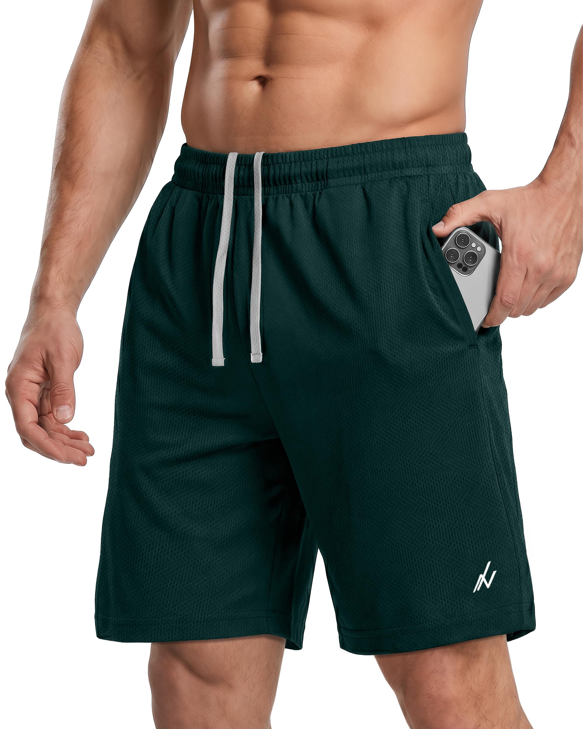 Breathable Mesh Mens Athletic Shorts Loose-Fit Quick Dry Running Gym Shorts