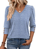 Zeagoo Womens 3/4 Sleeve V Neck T Shirts Dressy Casual Tops
