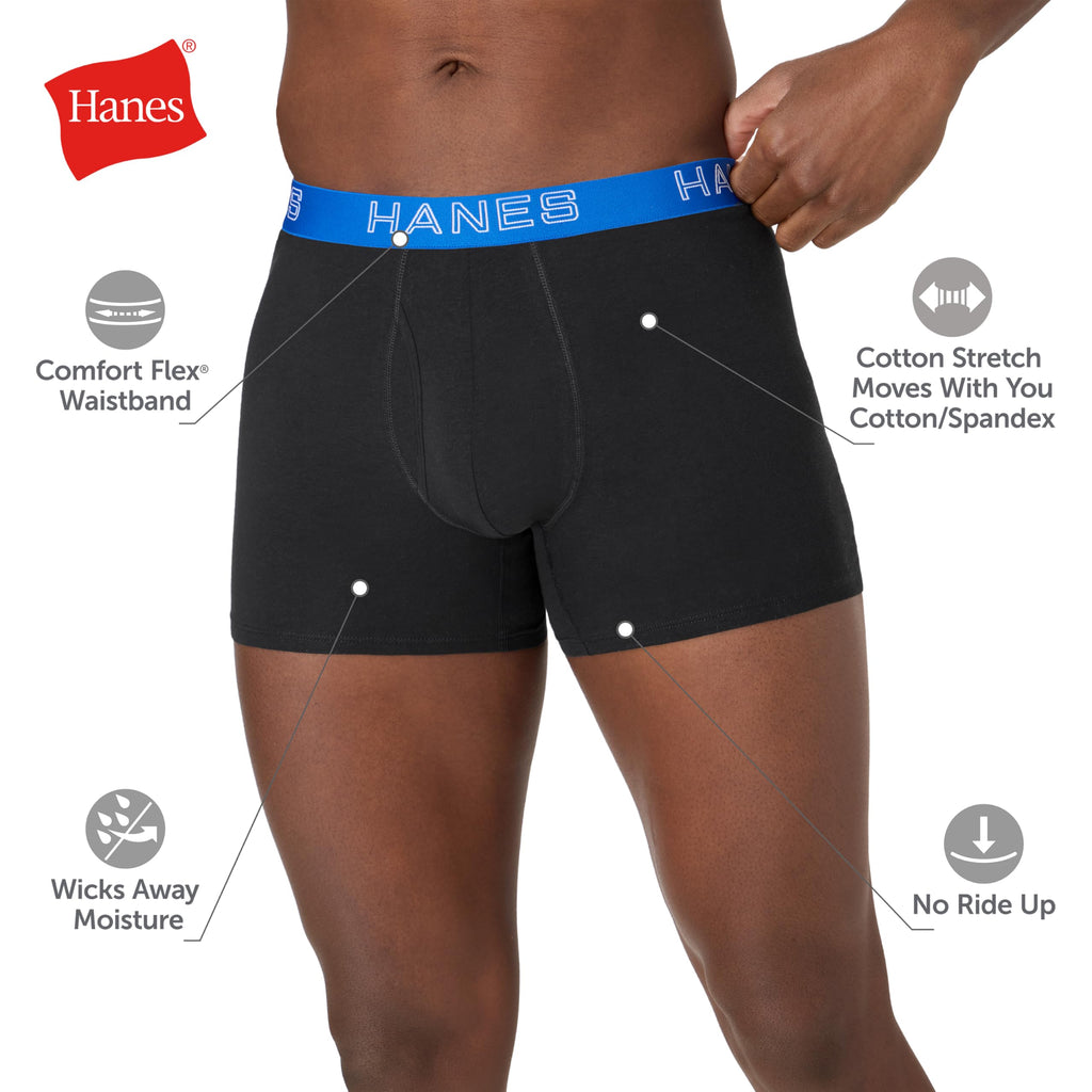 Hanes Men's Boxer Brief Underwear Pack, Stretch Cotton Boxer Briefs for Men, Moisture-wicking, 6-pack