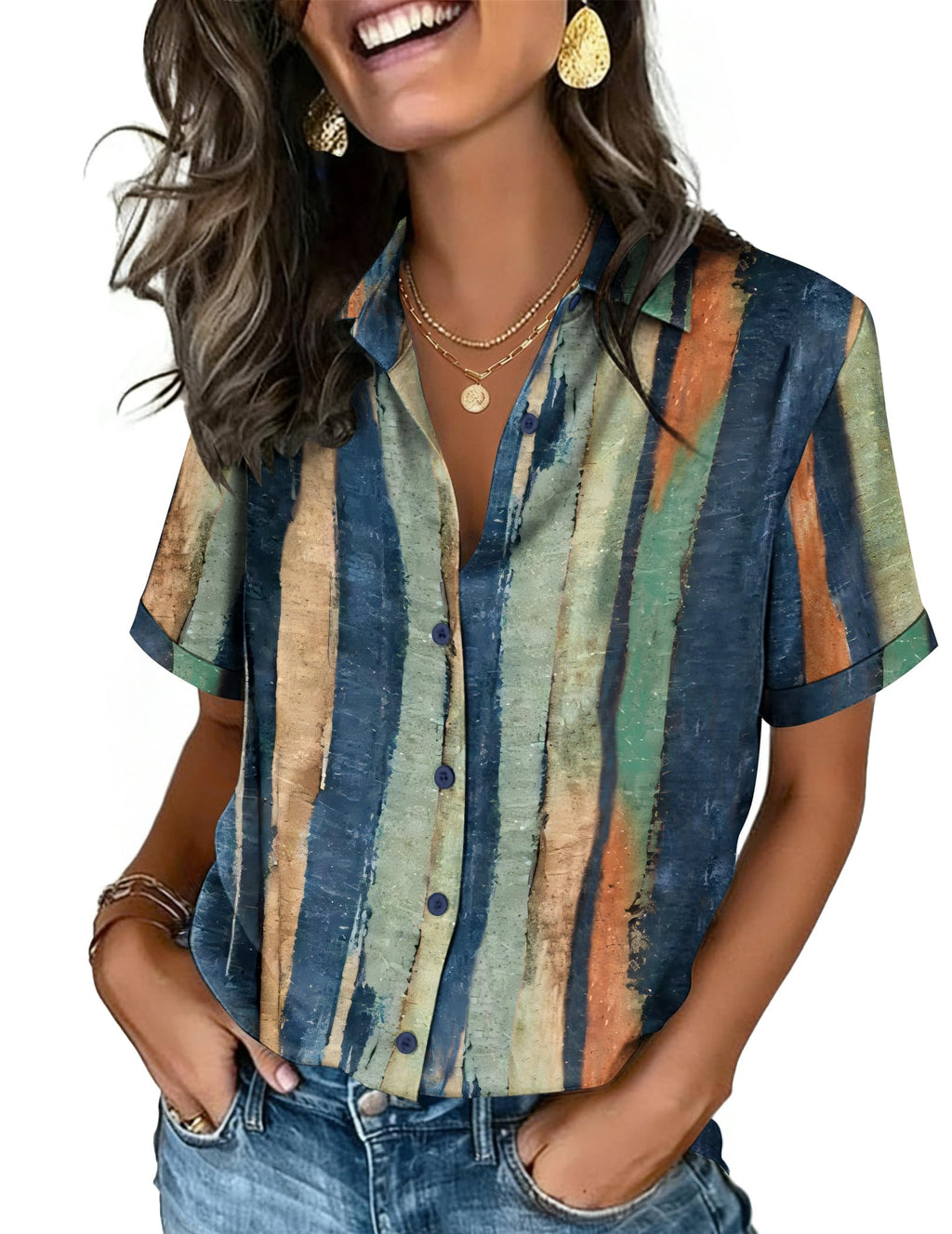 Zeagoo Button Down Shirts for Women Short Sleeve Tops Dressy Casual Blouses