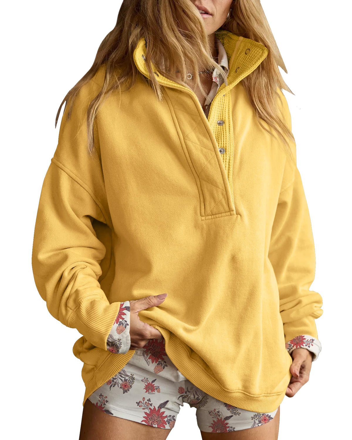 Gacaky Sweatshirt for Women Oversized Henley Neck Pullover Top Fall Outfits