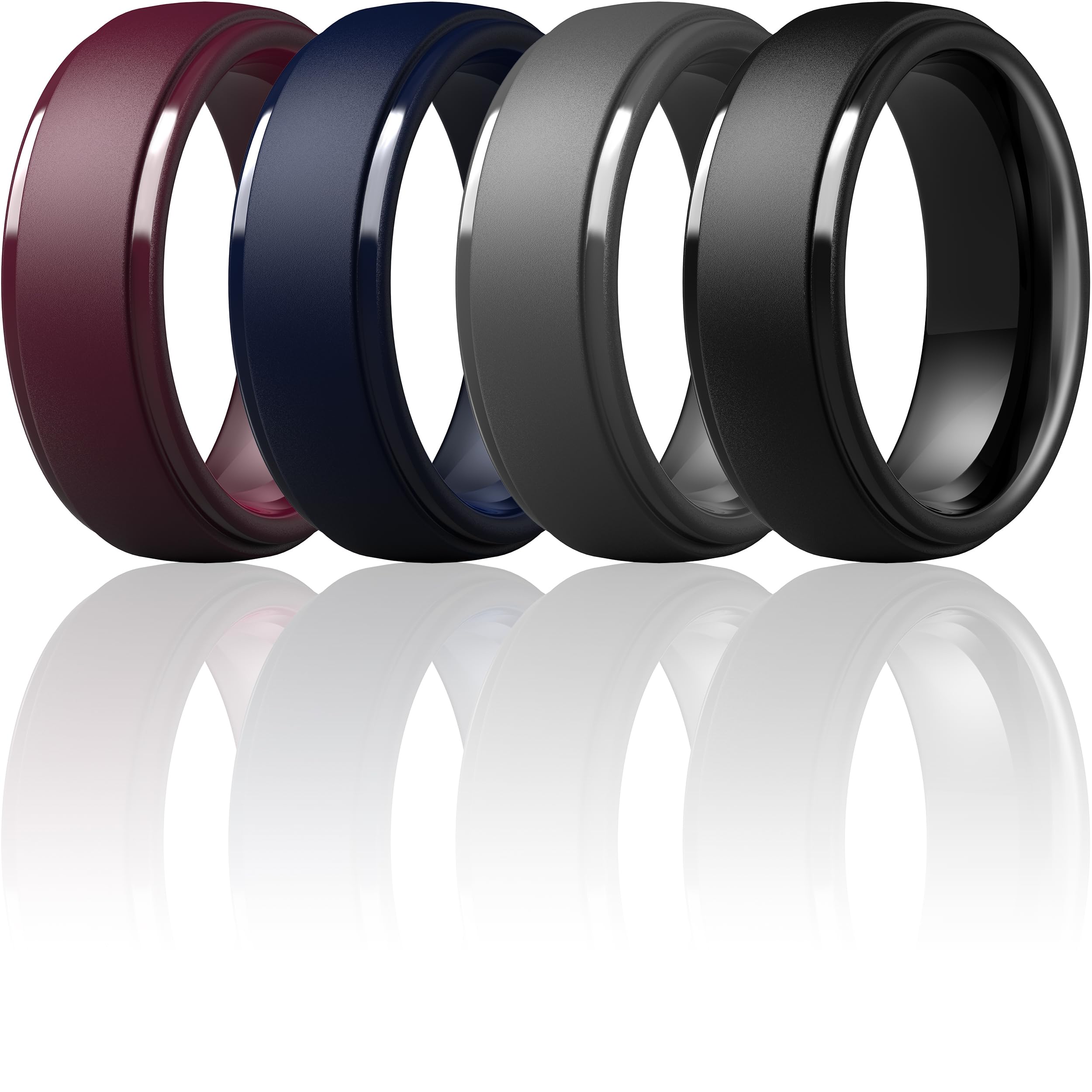 ThunderFit Silicone Rings for Men, Step Edge Rubber Wedding Bands 10mm Wide