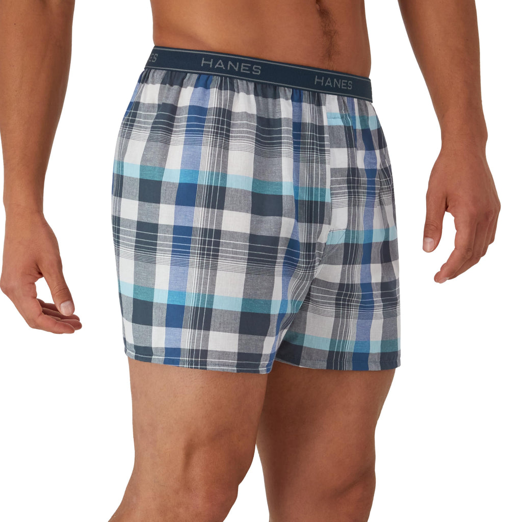 Hanes Men's Underwear Boxers Pack, Cool & Breathable Cotton Underwear, Moisture-Wicking Boxers for Men