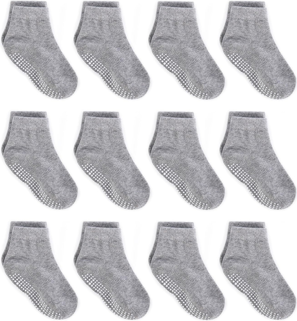 Zaples Baby Non Slip Grip Ankle Socks with Non Skid Soles for Infants Toddlers Kids Boys Girls