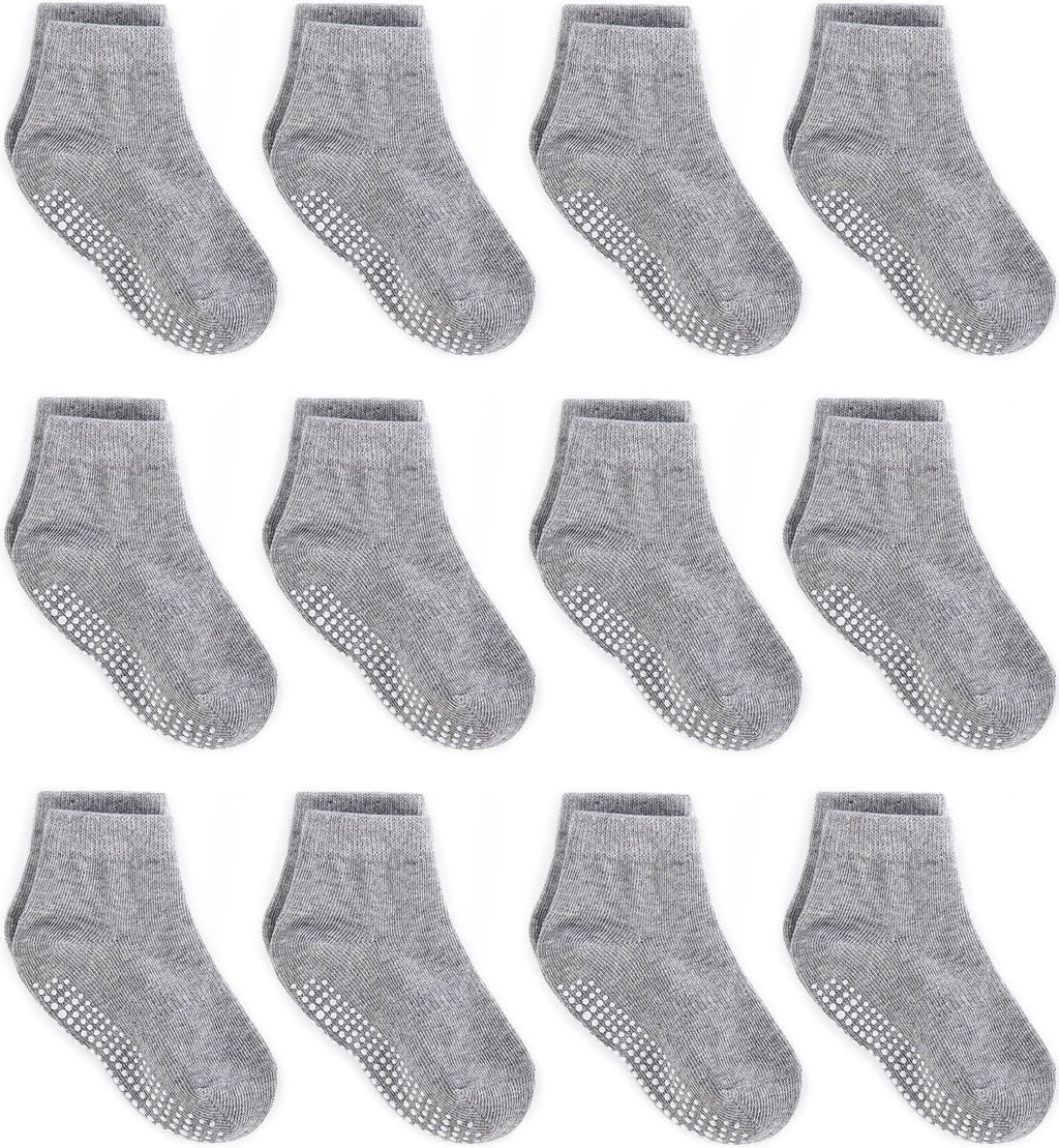 Zaples Baby Non Slip Grip Ankle Socks with Non Skid Soles for Infants Toddlers Kids Boys Girls