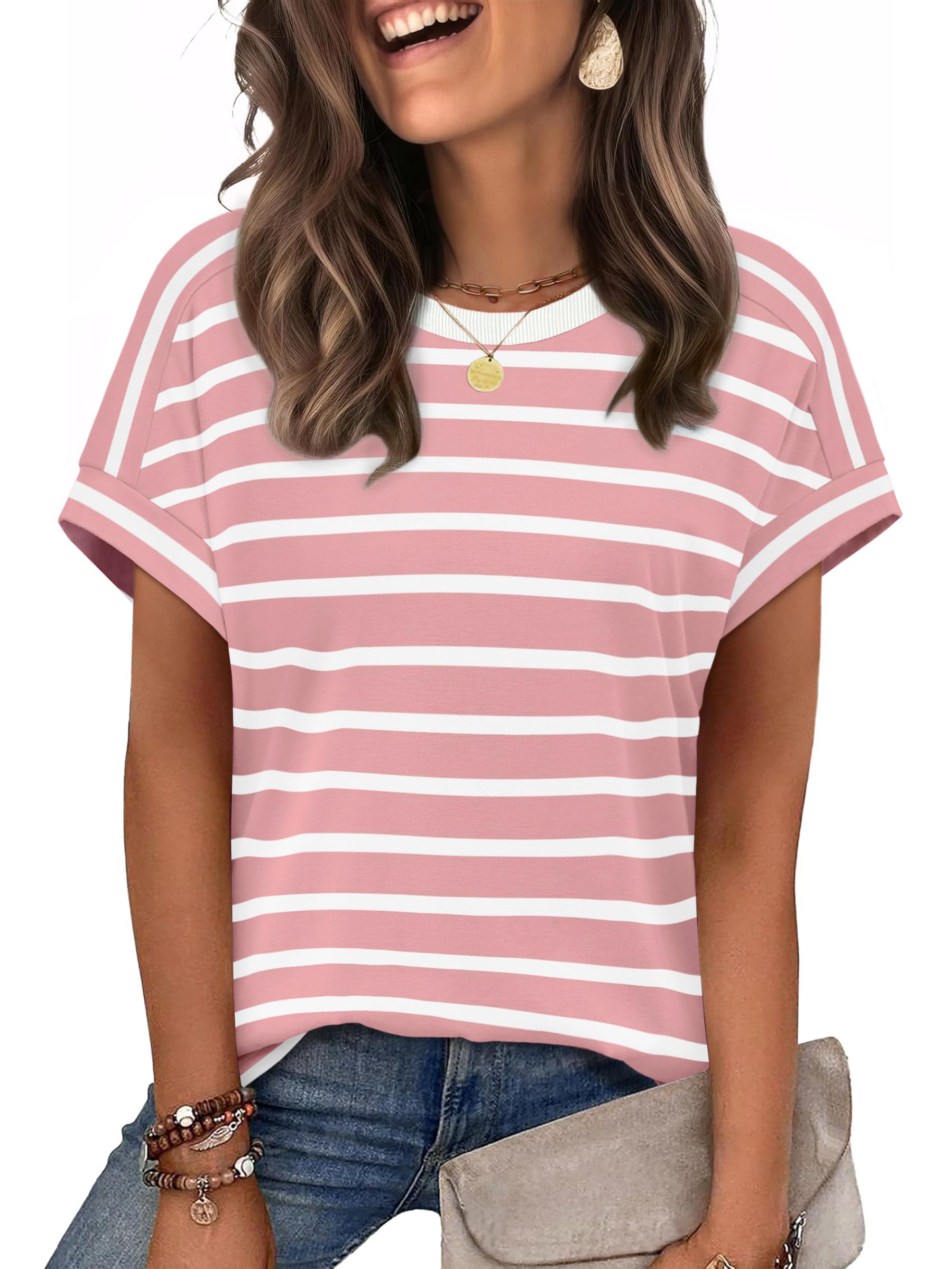 WIHOLL Womens Tops Short Sleeve Shirts Summer Outfits 2026 Spring Dressy Casual Clothes Clothing