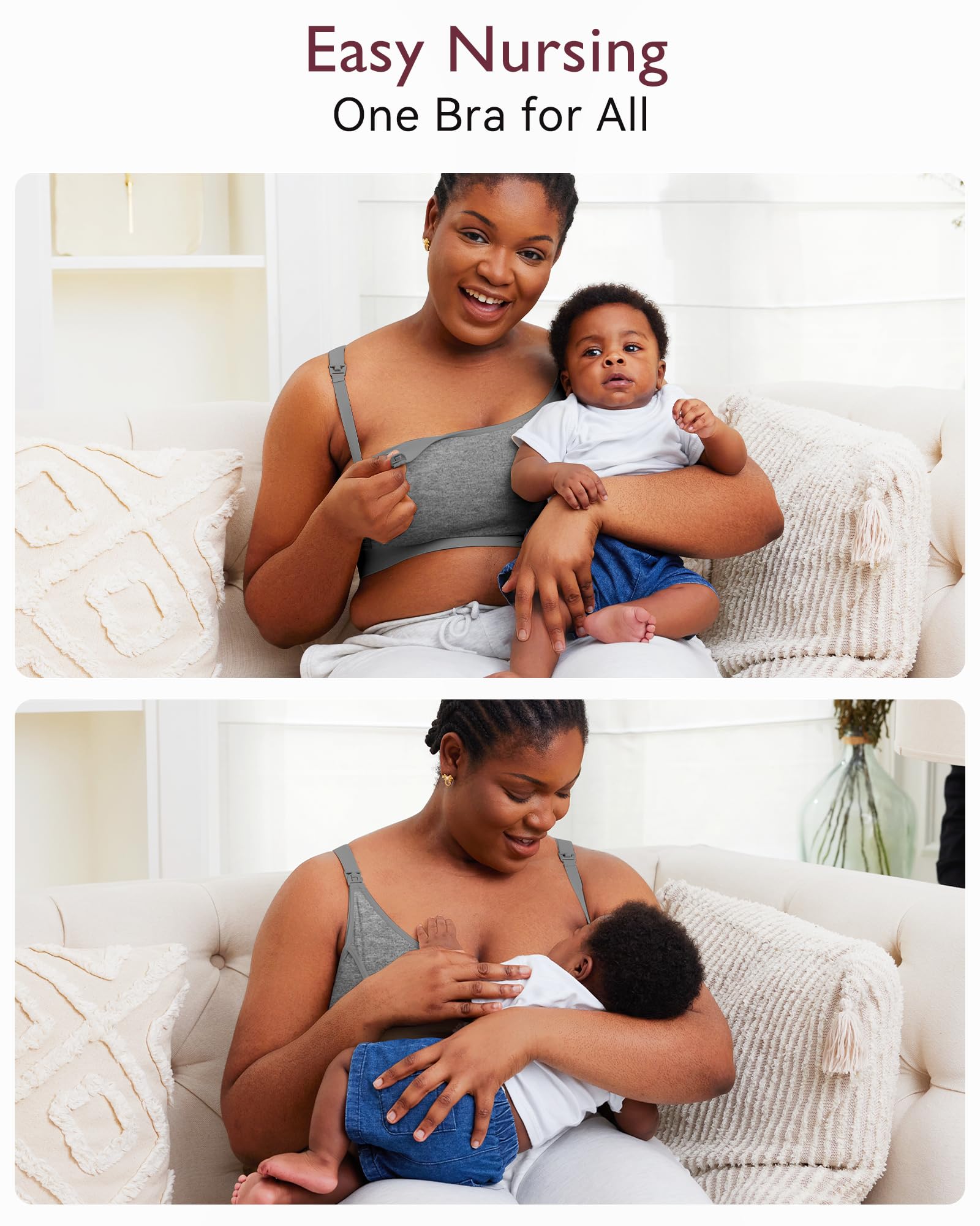 Momcozy Hands Free Pumping & Nursing Bra, Adjustable Cotton Breast Pump Bra