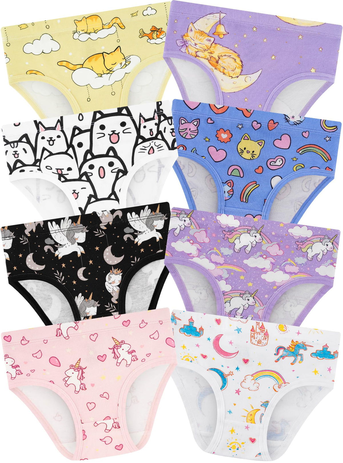 Girls Underwear, Soft Cotton Tagless Breathable Panties, 8-Pack, 18M-12Y