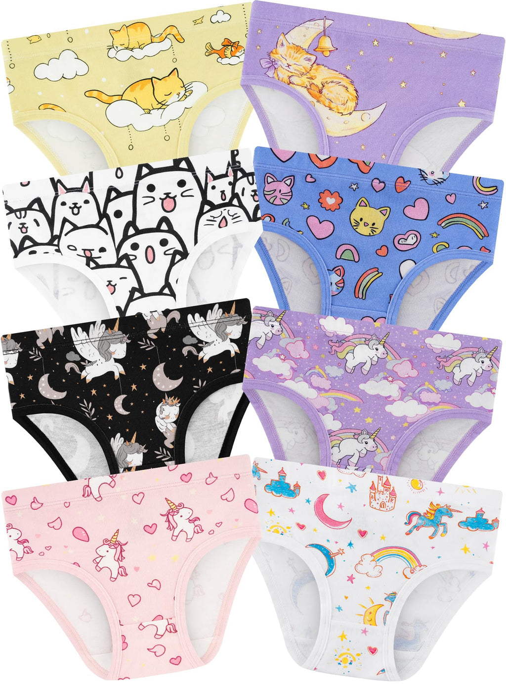 Girls Underwear, Soft Cotton Tagless Breathable Panties, 8-Pack, 18M-12Y