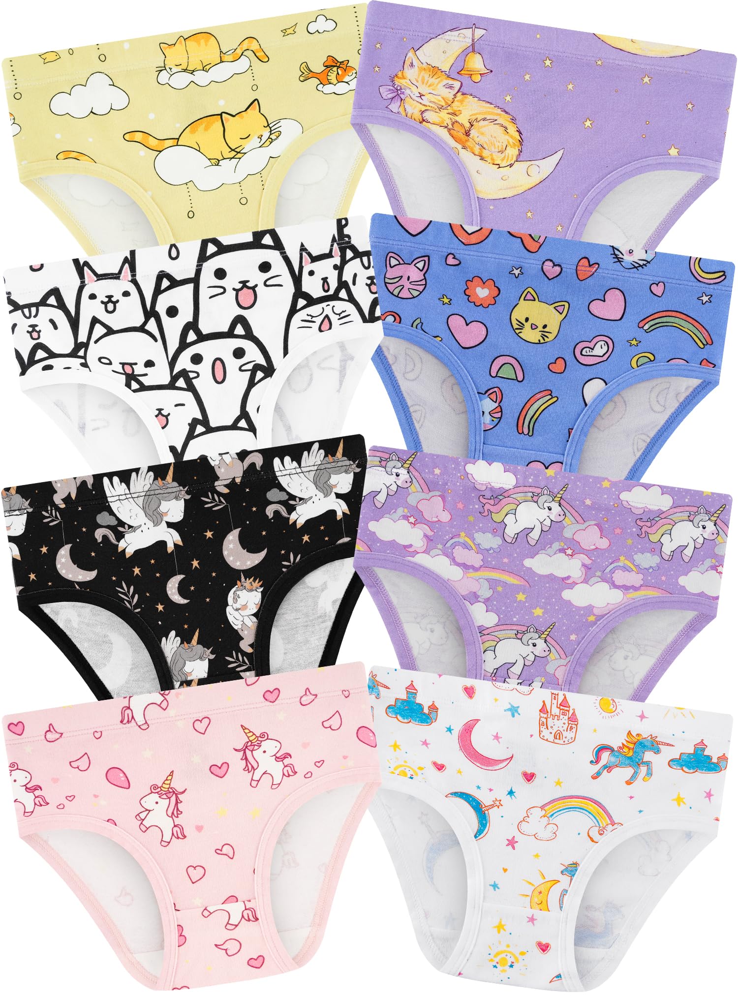 Girls Underwear, Soft Cotton Tagless Breathable Panties, 8-Pack, 18M-12Y