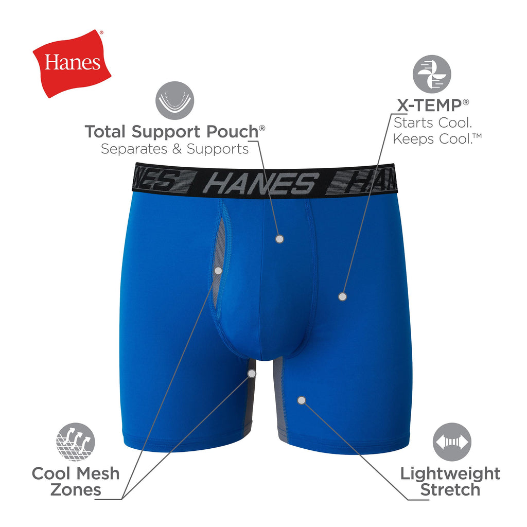 Hanes Men's Underwear Boxer Briefs Pack, 3-Pack, Total Support Pouch, Long or Short-Leg Boxer Briefs