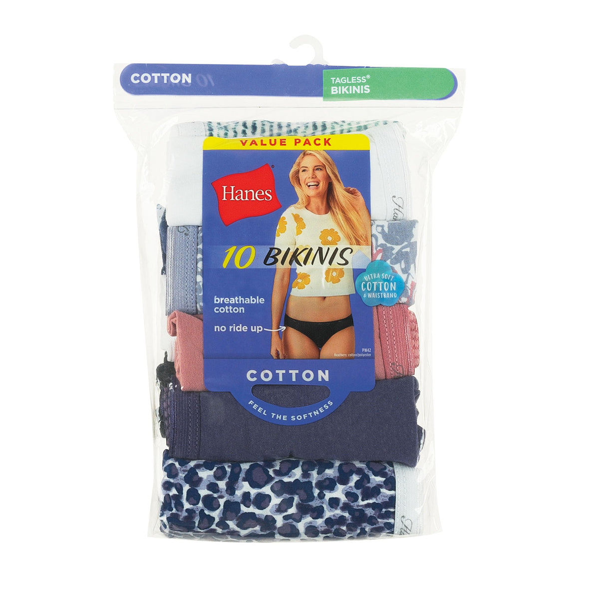 Hanes Women's Underwear Pack, 10-Pack, Full-Coverage Cotton Blend Panties, Moisture-Wicking Underwear for Women