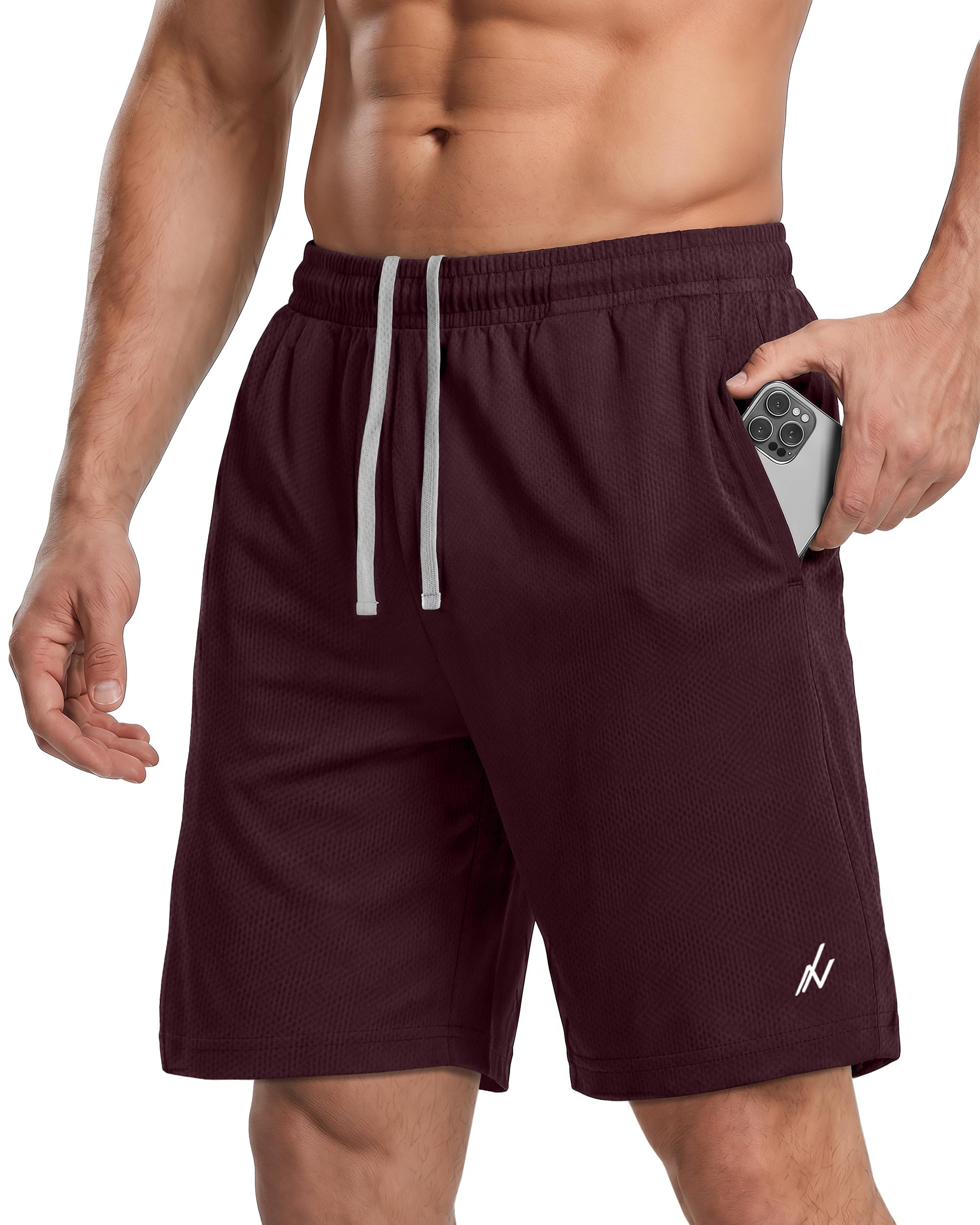 Breathable Mesh Mens Athletic Shorts Loose-Fit Quick Dry Running Gym Shorts