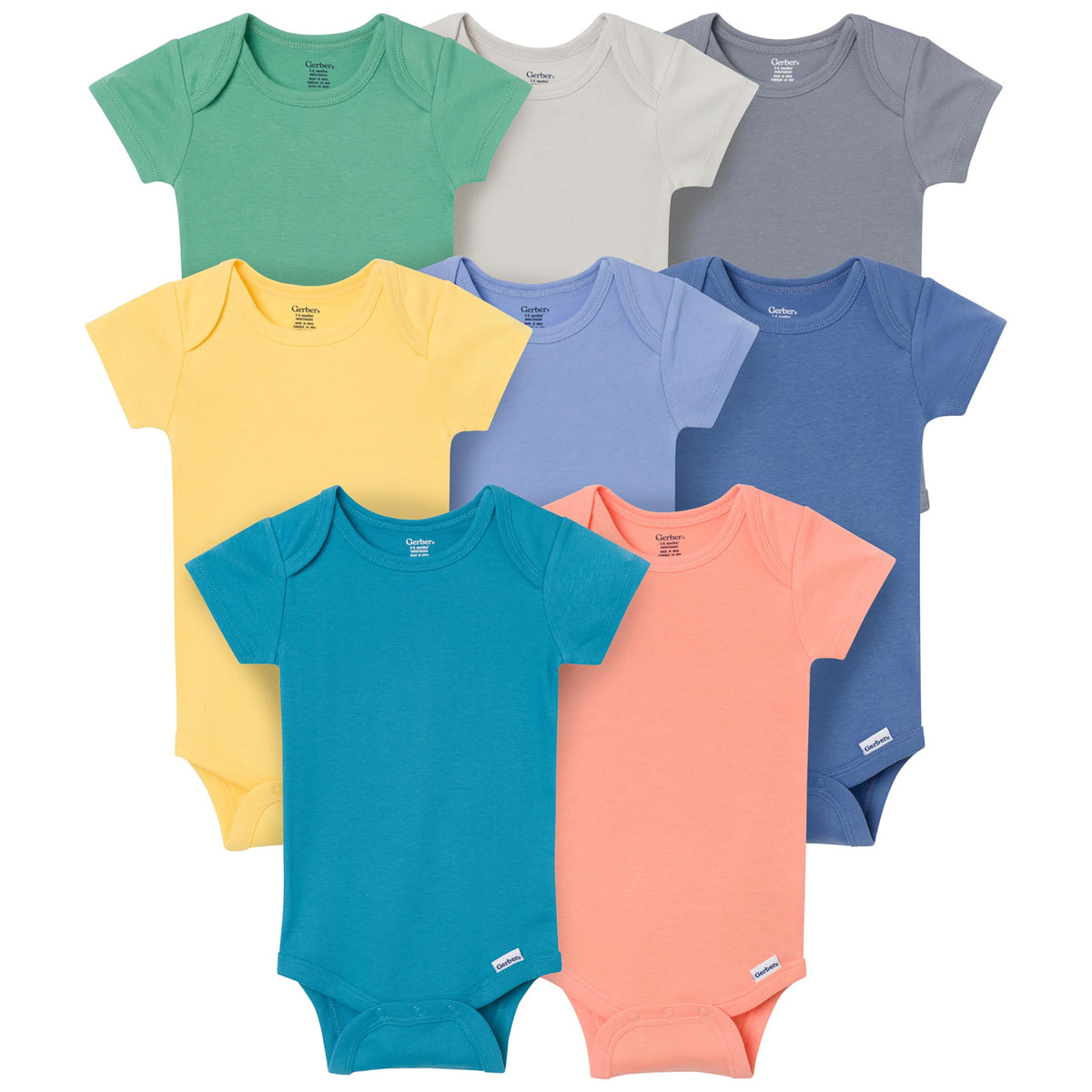 Gerber Baby Girls' 8-pack Short Sleeve Onesies Bodysuits