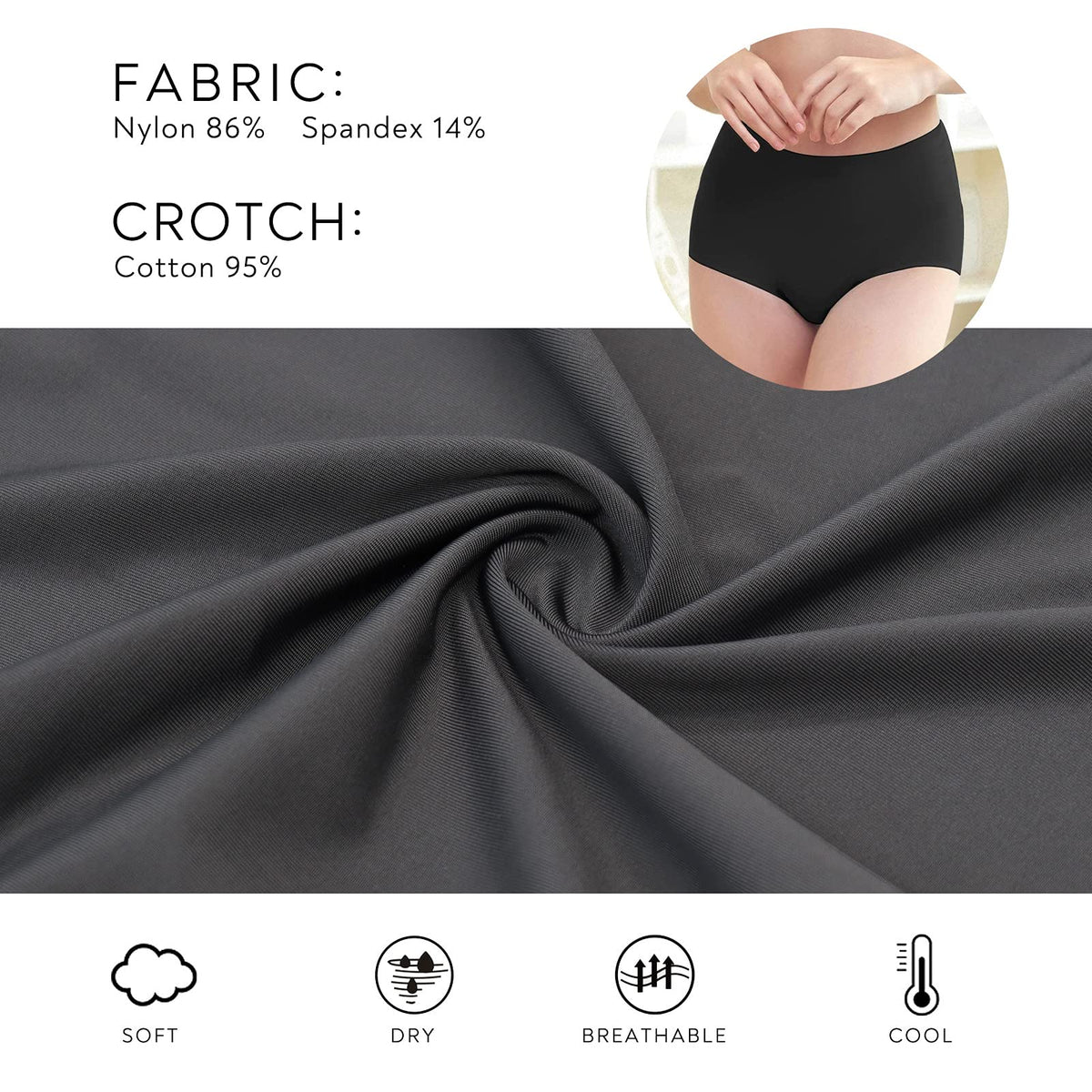 FallSweet No Show High Waist Briefs Underwear for Women Seamless Panties