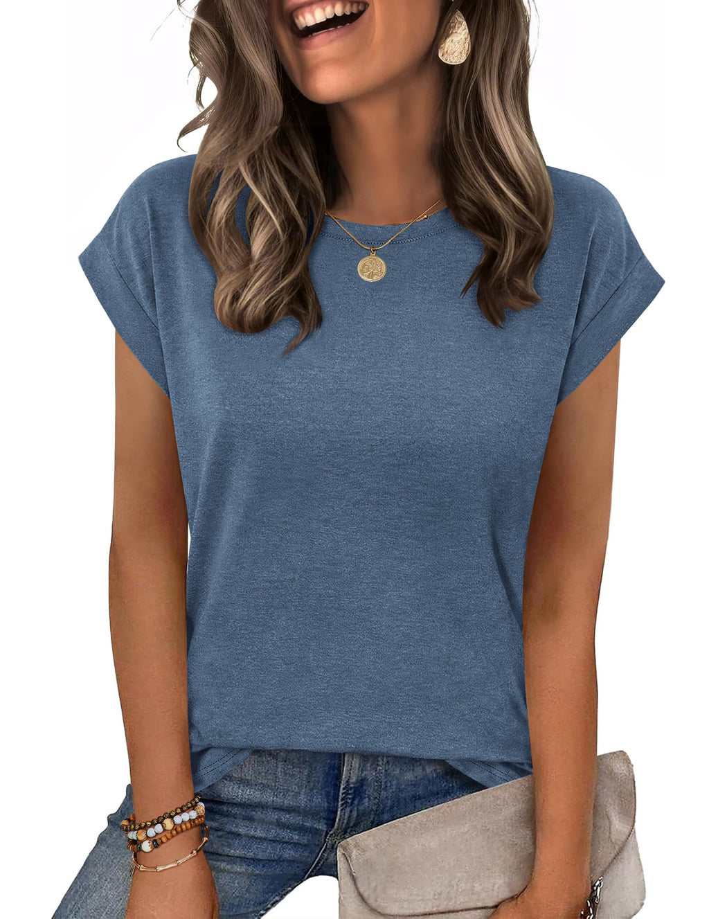 Zeagoo Womens Tops Summer Casual Cap Sleeve Tshirts Shirts Business Blouses
