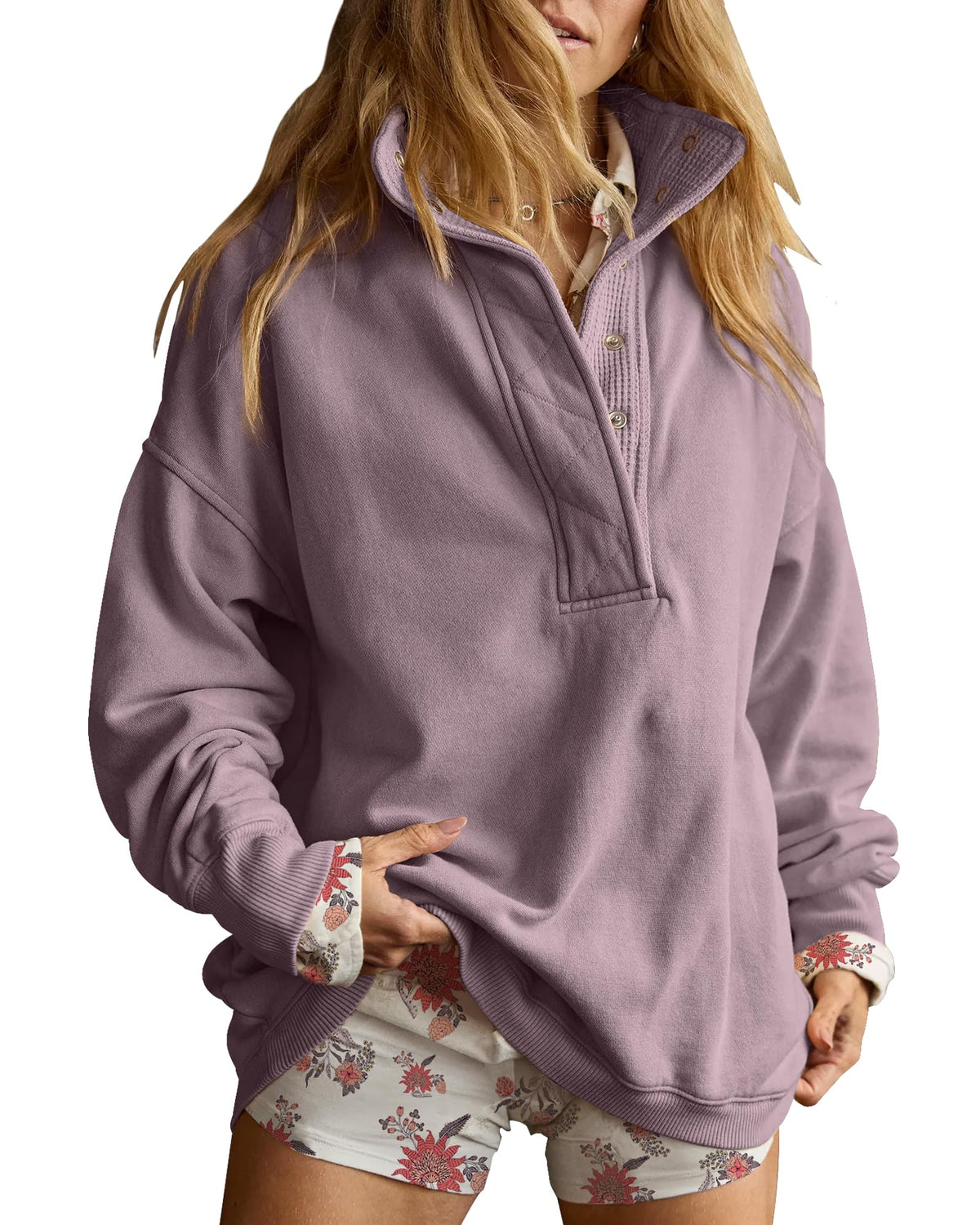 Gacaky Sweatshirt for Women Oversized Henley Neck Pullover Top Fall Outfits
