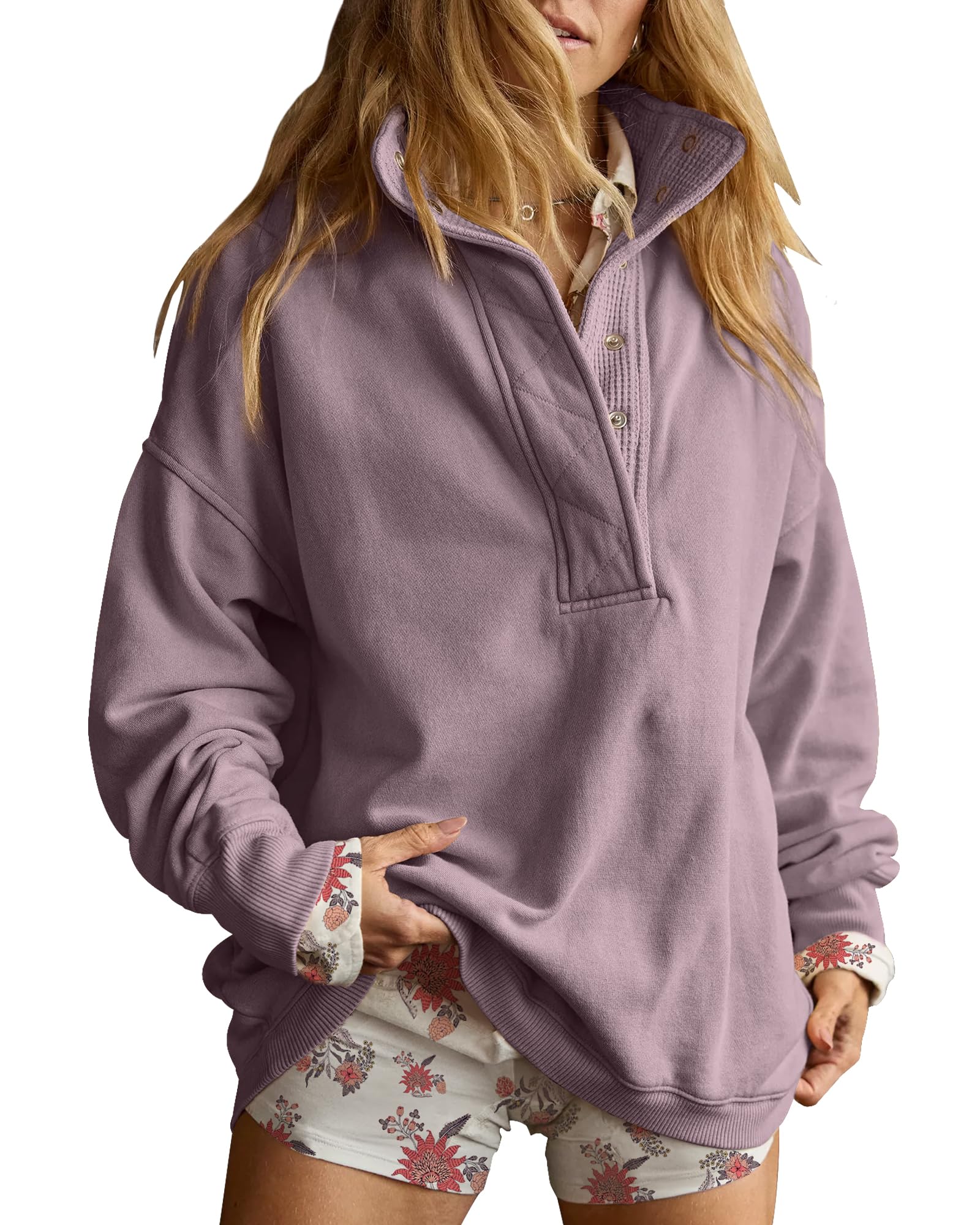Gacaky Sweatshirt for Women Oversized Henley Neck Pullover Top Fall Outfits