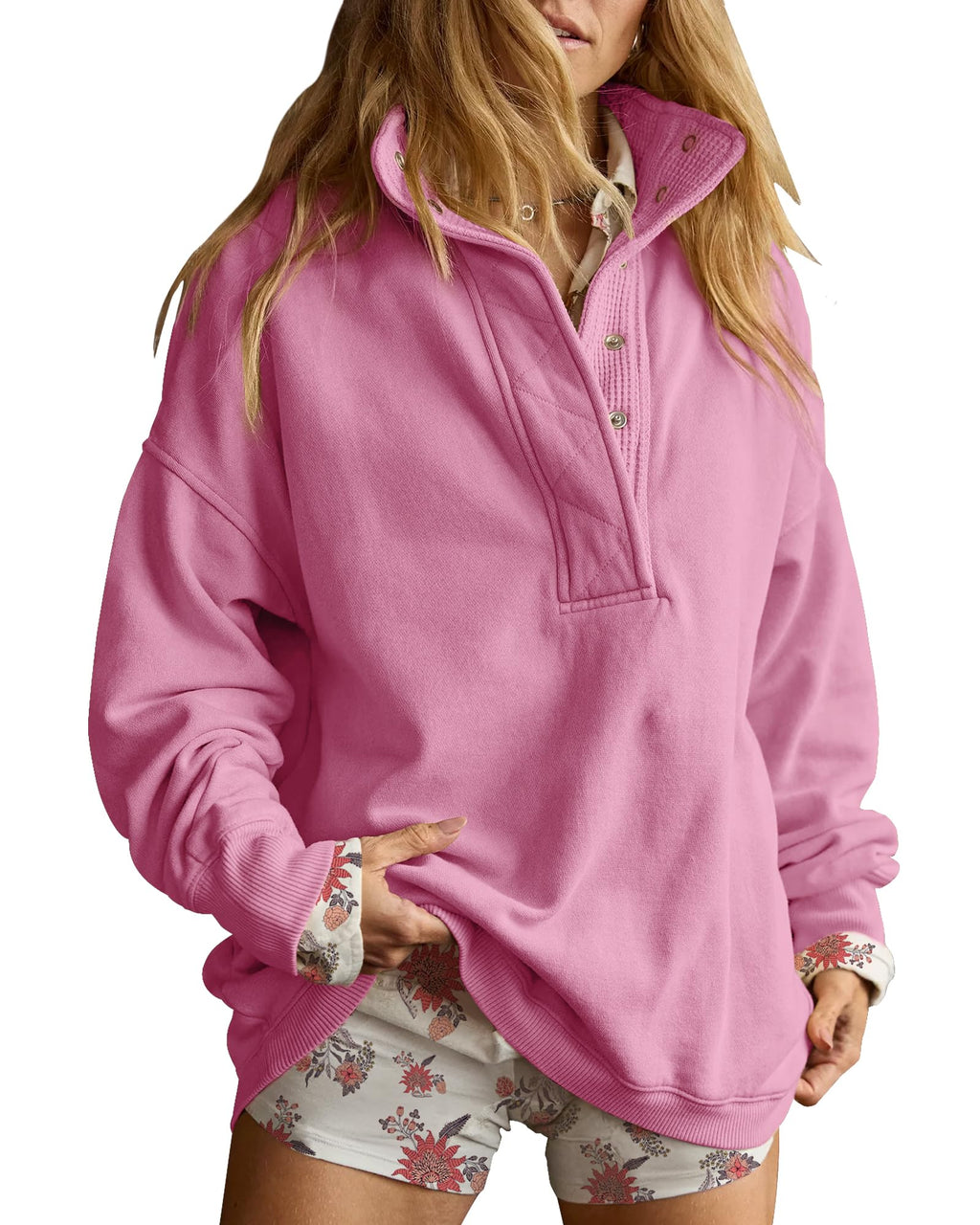 Gacaky Sweatshirt for Women Oversized Henley Neck Pullover Top Fall Outfits