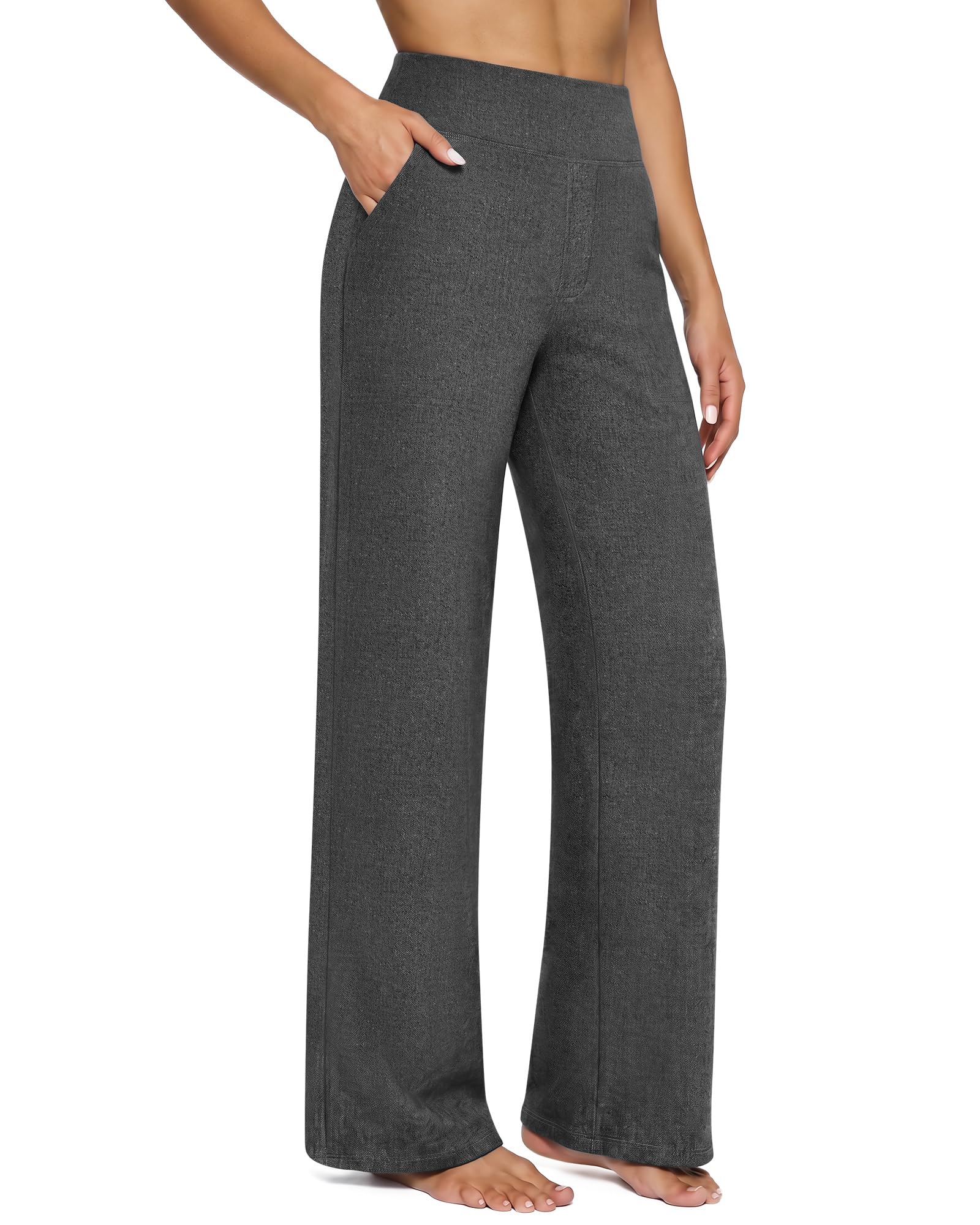 G4Free Yoga Pants for Women Wide Leg Pants with Pockets High Waisted