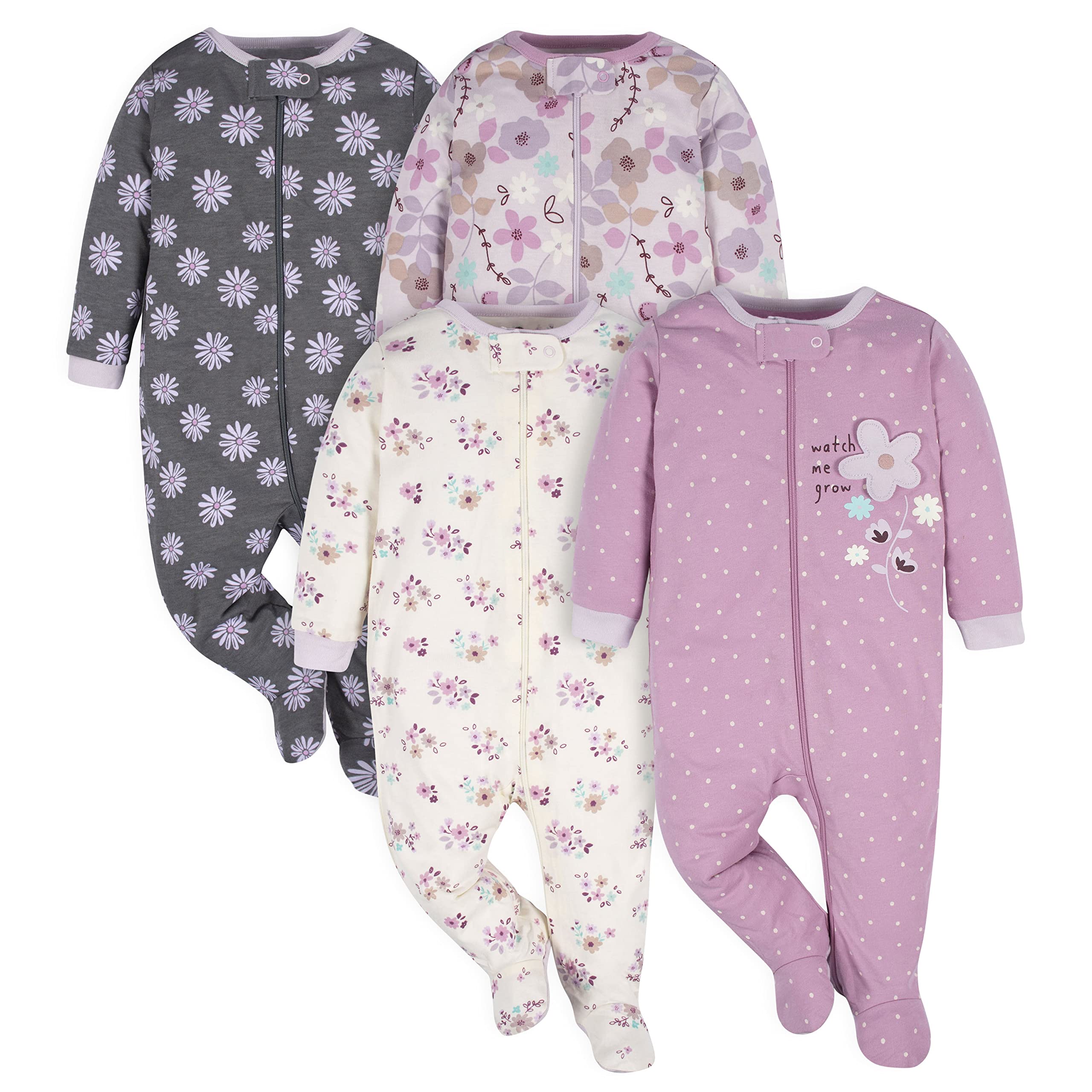 Gerber Baby Girls 4-Pack Sleep 'N Play Footie
