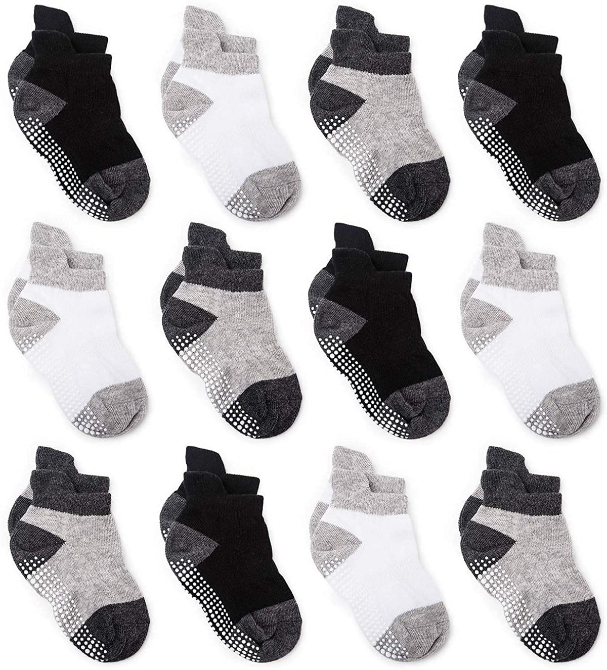 Zaples Baby Non Slip Grip Ankle Socks with Non Skid Soles for Infants Toddlers Kids Boys Girls