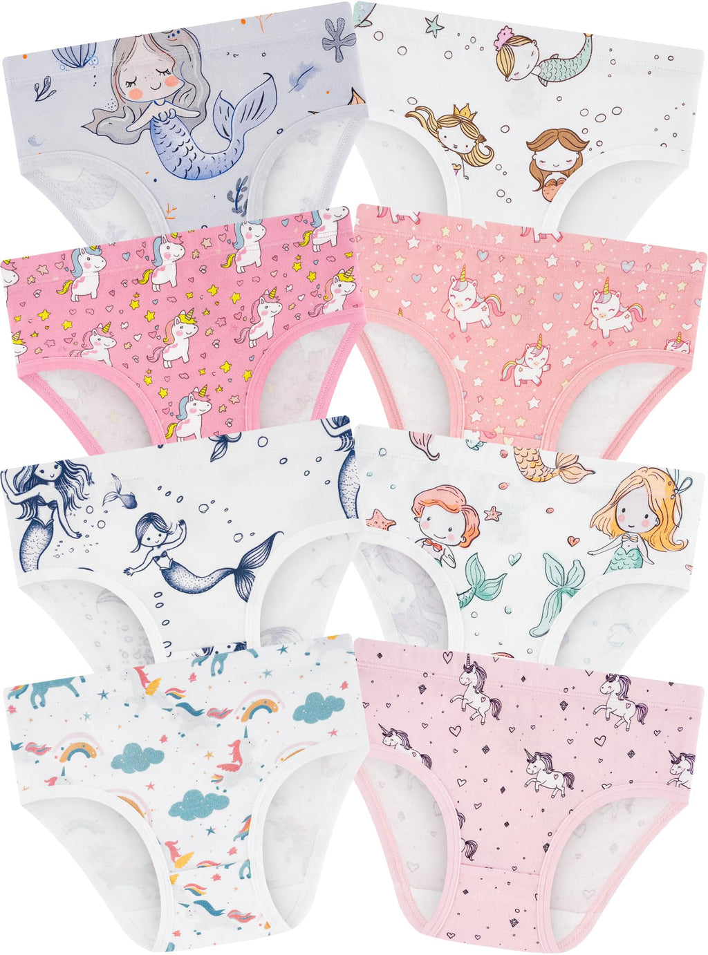 Girls Underwear, Soft Cotton Tagless Breathable Panties, 8-Pack, 18M-12Y