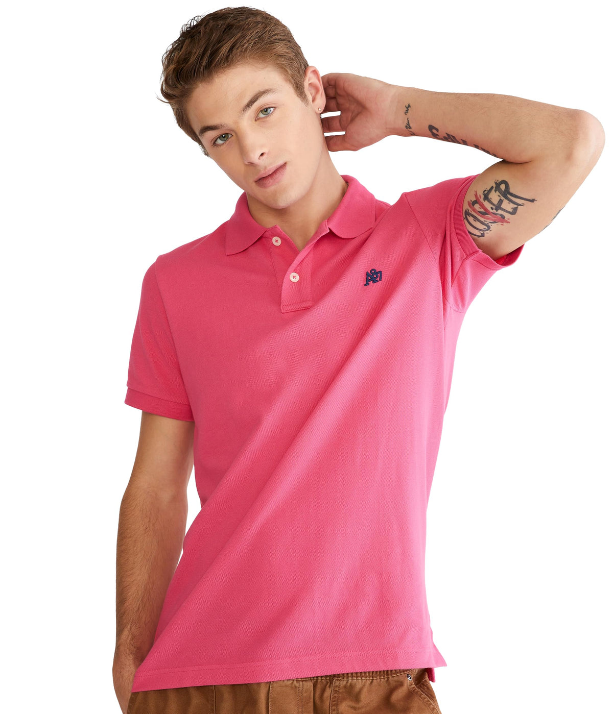 AEROPOSTALE Men's Aero Uniform Polo Short Sleeve