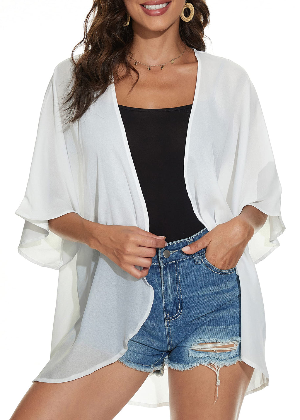 CHICGAL Womens Floral Kimono Cardigan Beach Cover Up Casual Summer Tops