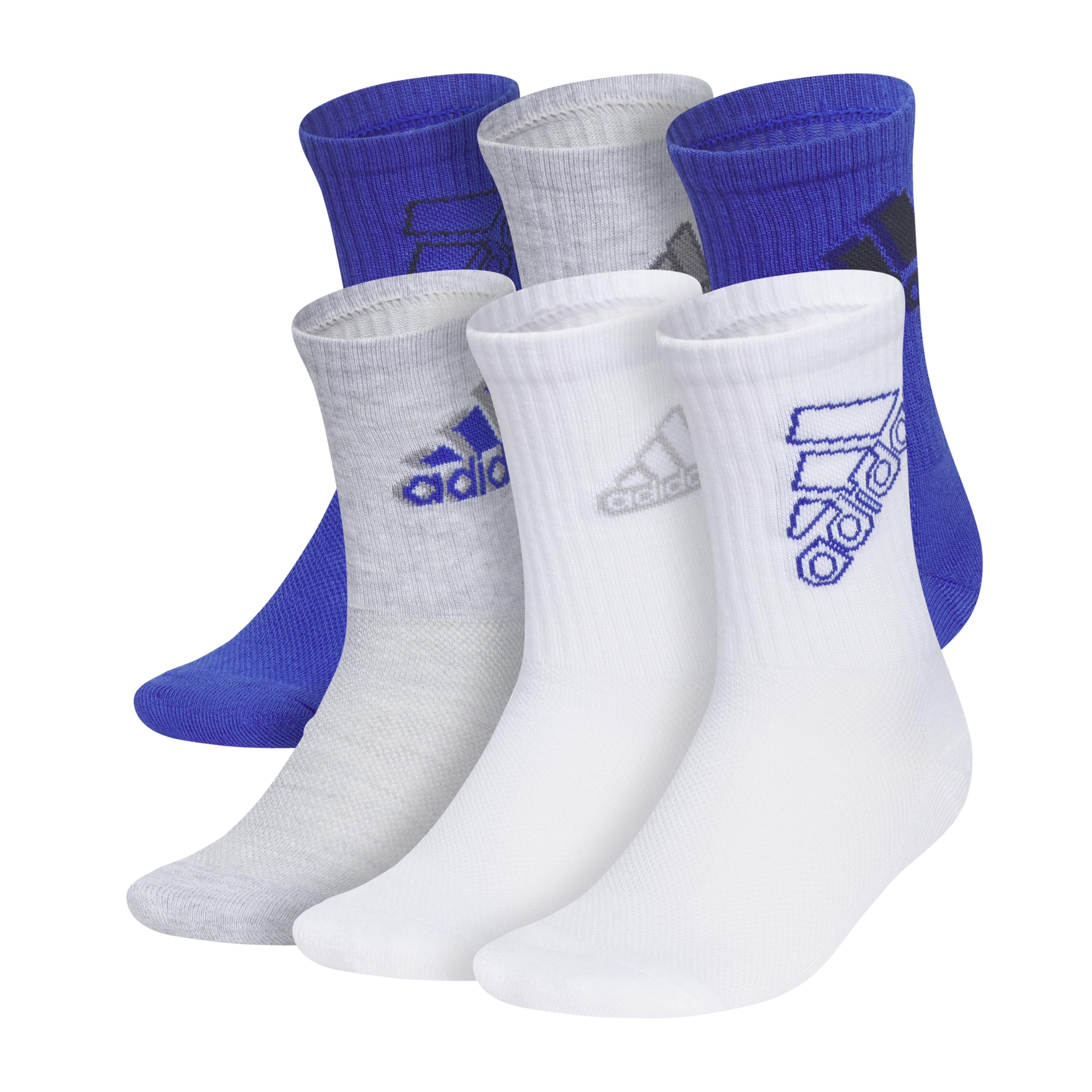 adidas Kids Athletic Cushioned Crew Socks 6 Pairs