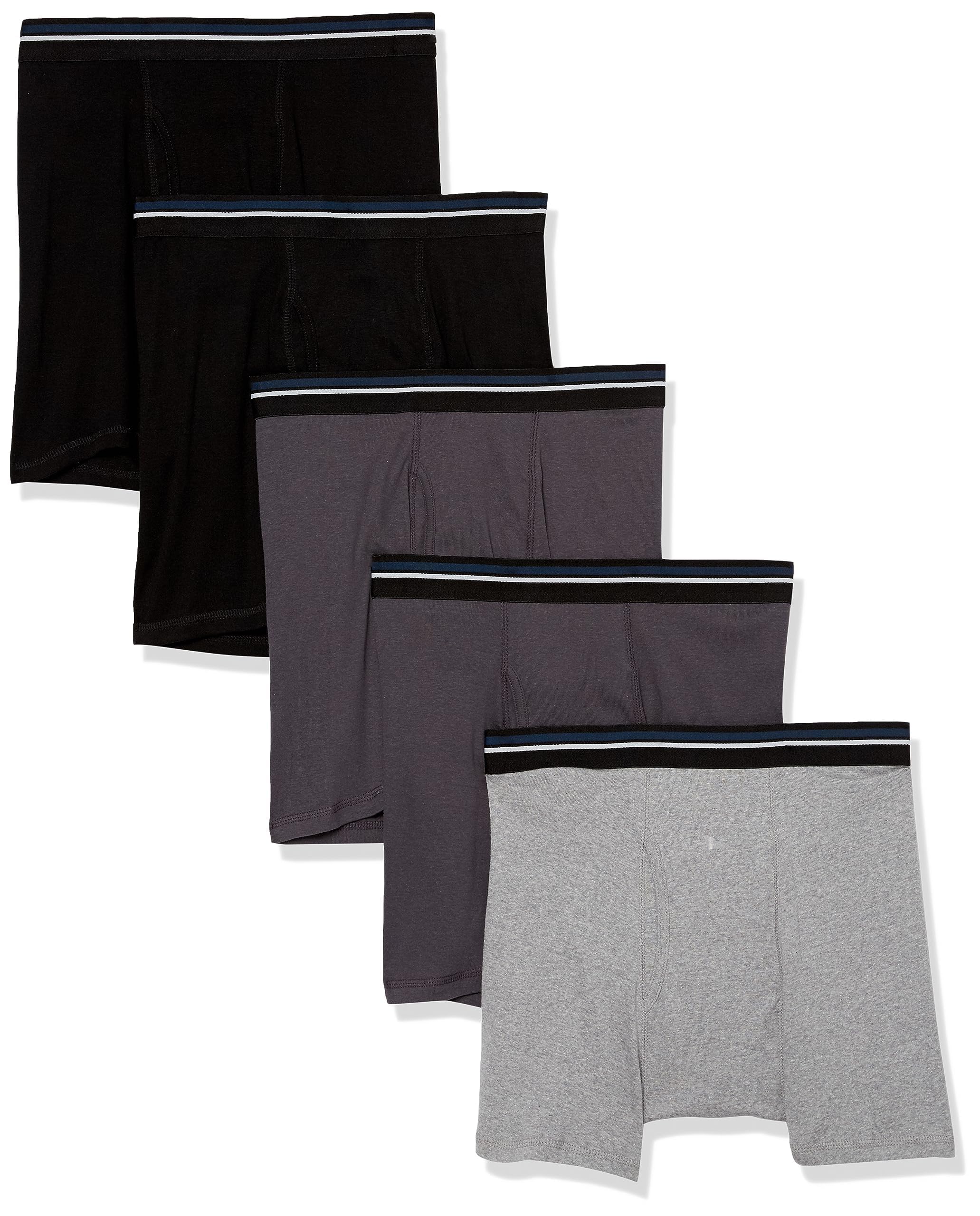Amazon Essentials Men's Breathable Cotton Boxer Briefs, Tag-Free, Pack of 5