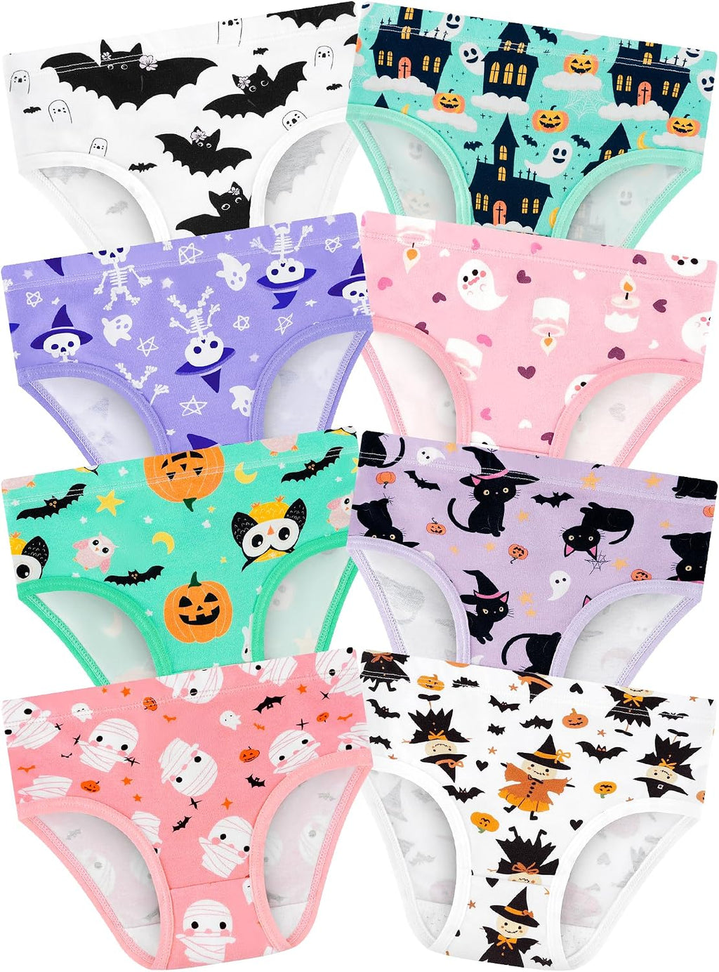 Girls Underwear, Soft Cotton Tagless Breathable Panties, 8-Pack, 18M-12Y