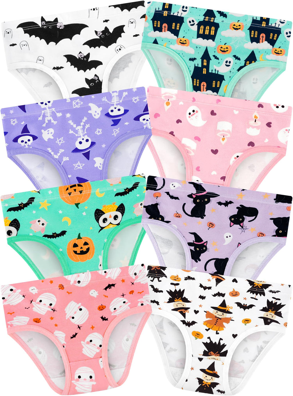 Girls Underwear, Soft Cotton Tagless Breathable Panties, 8-Pack, 18M-12Y
